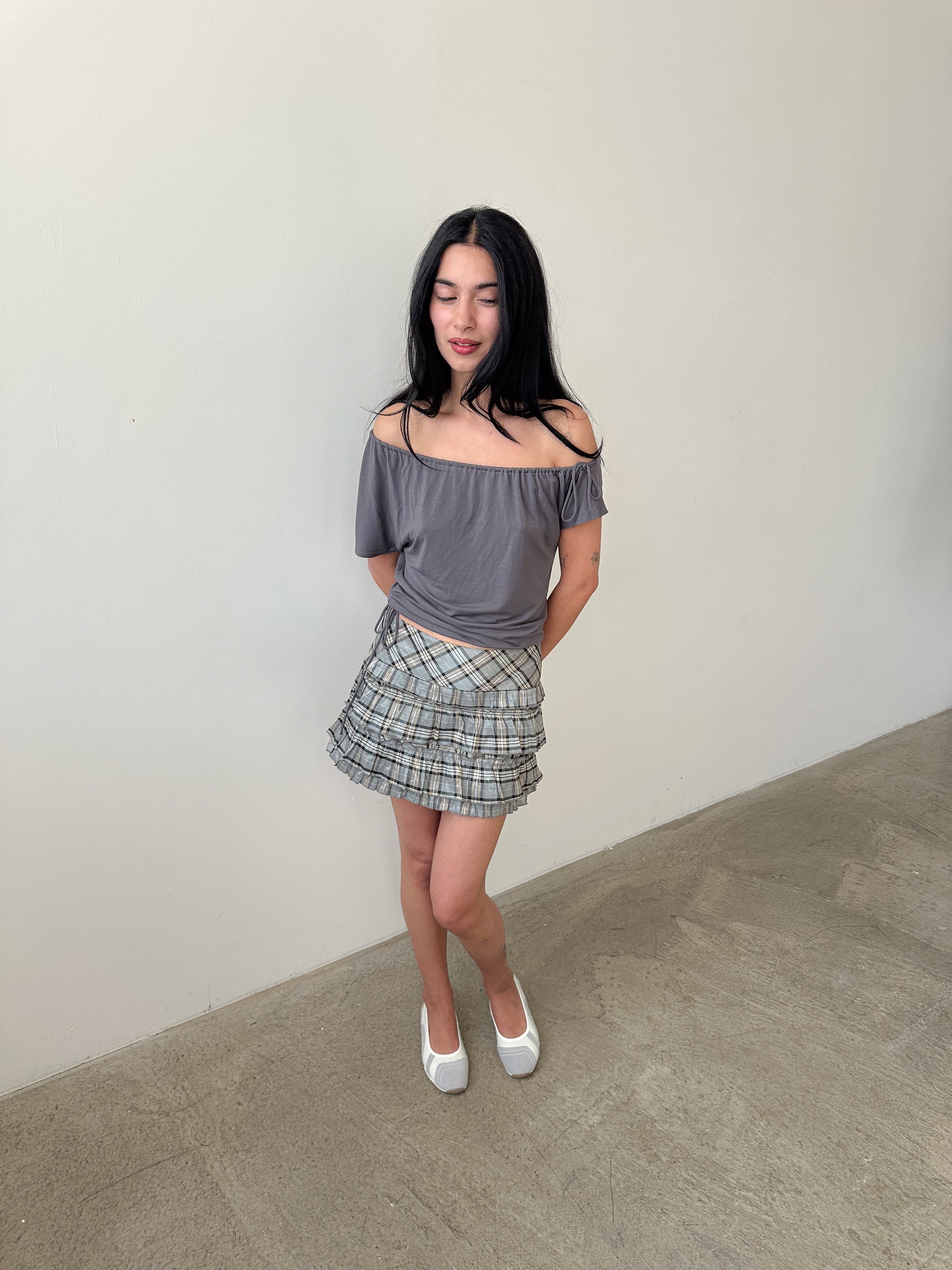 tartan mini skirt / size m