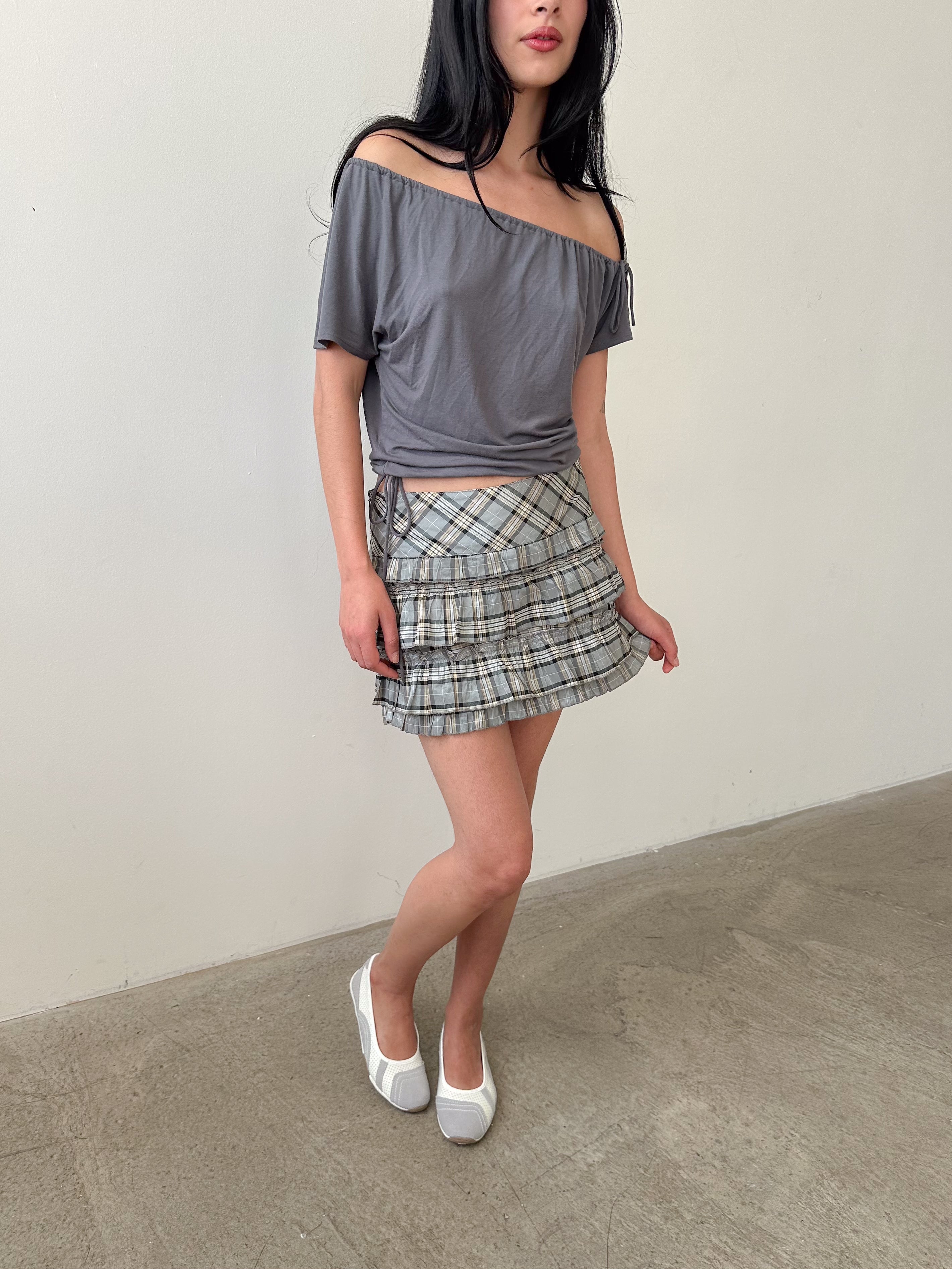 tartan mini skirt / size m