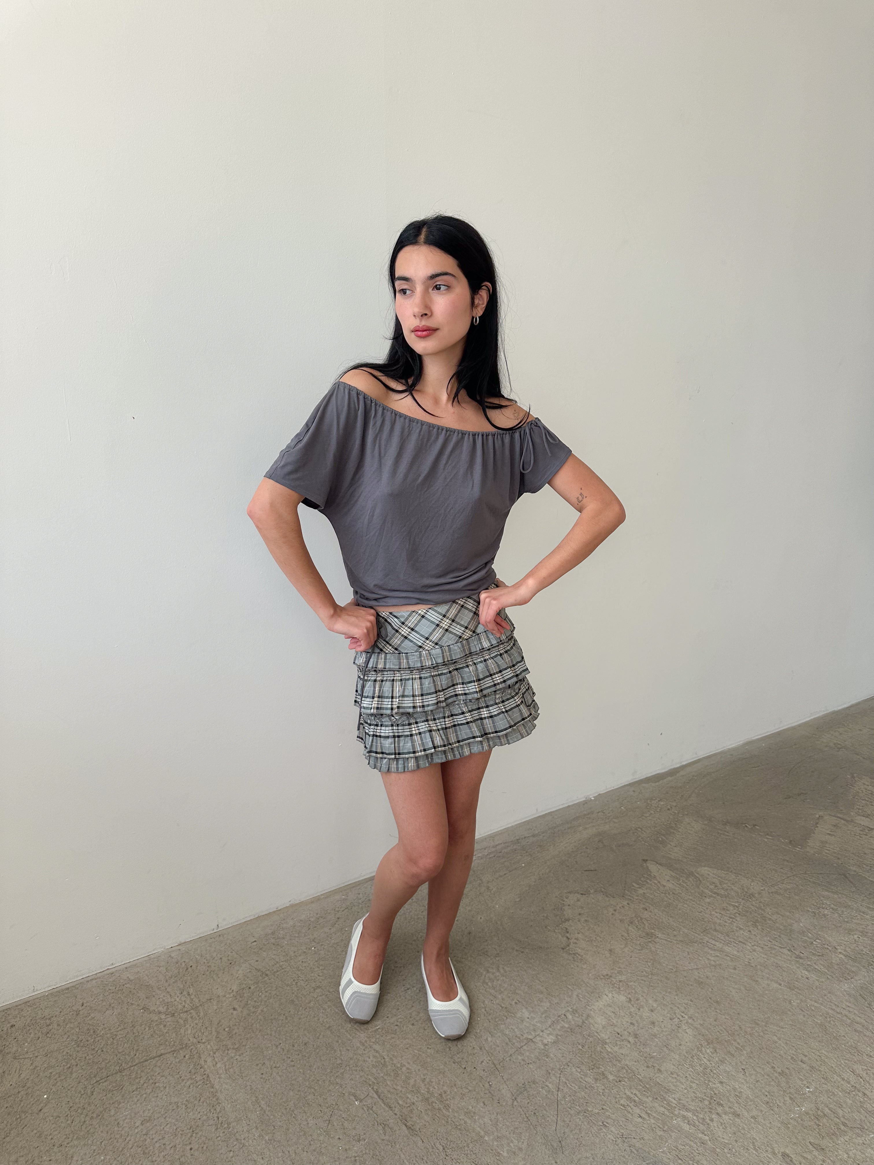 tartan mini skirt / size m
