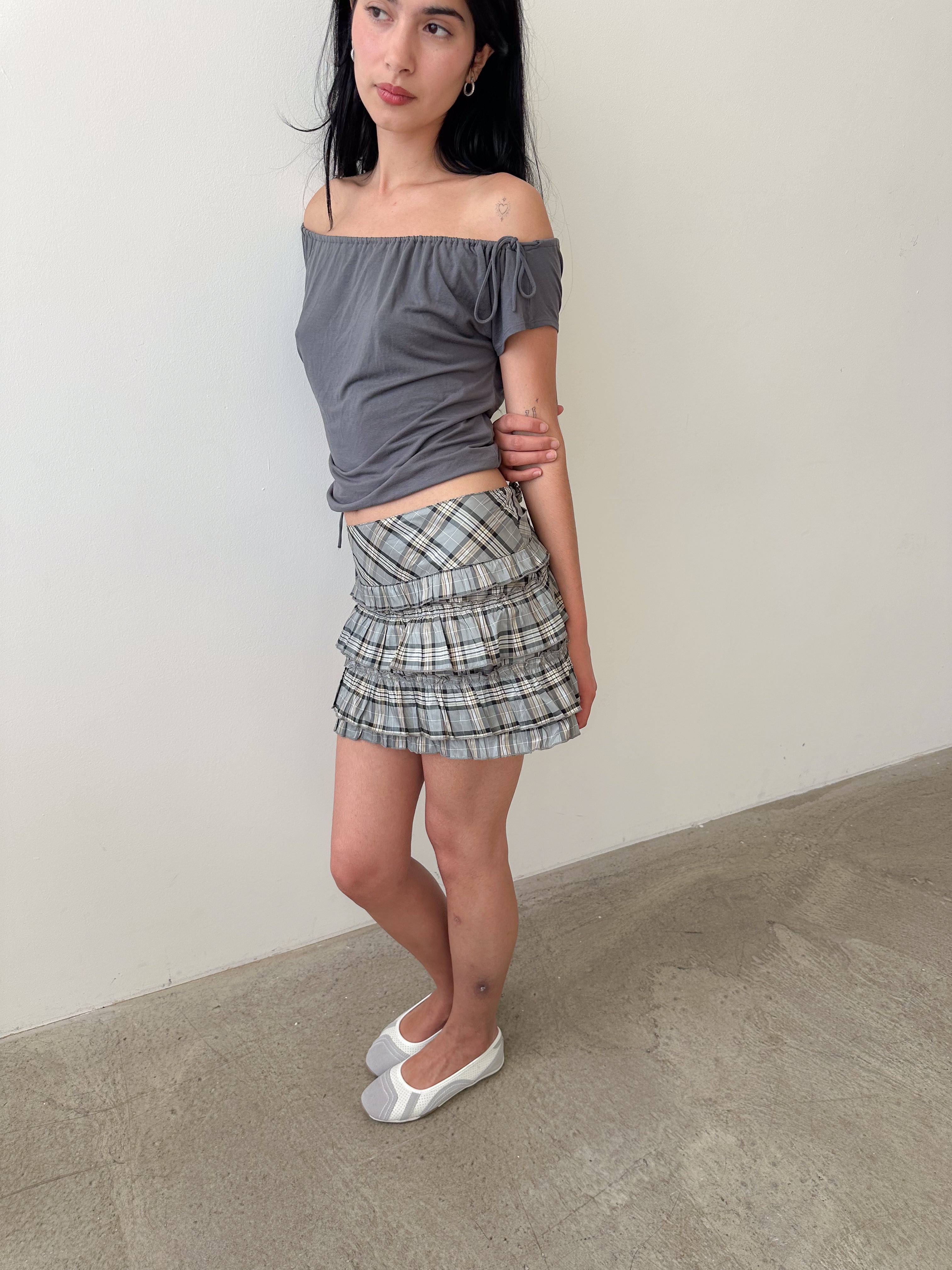 tartan mini skirt / size m