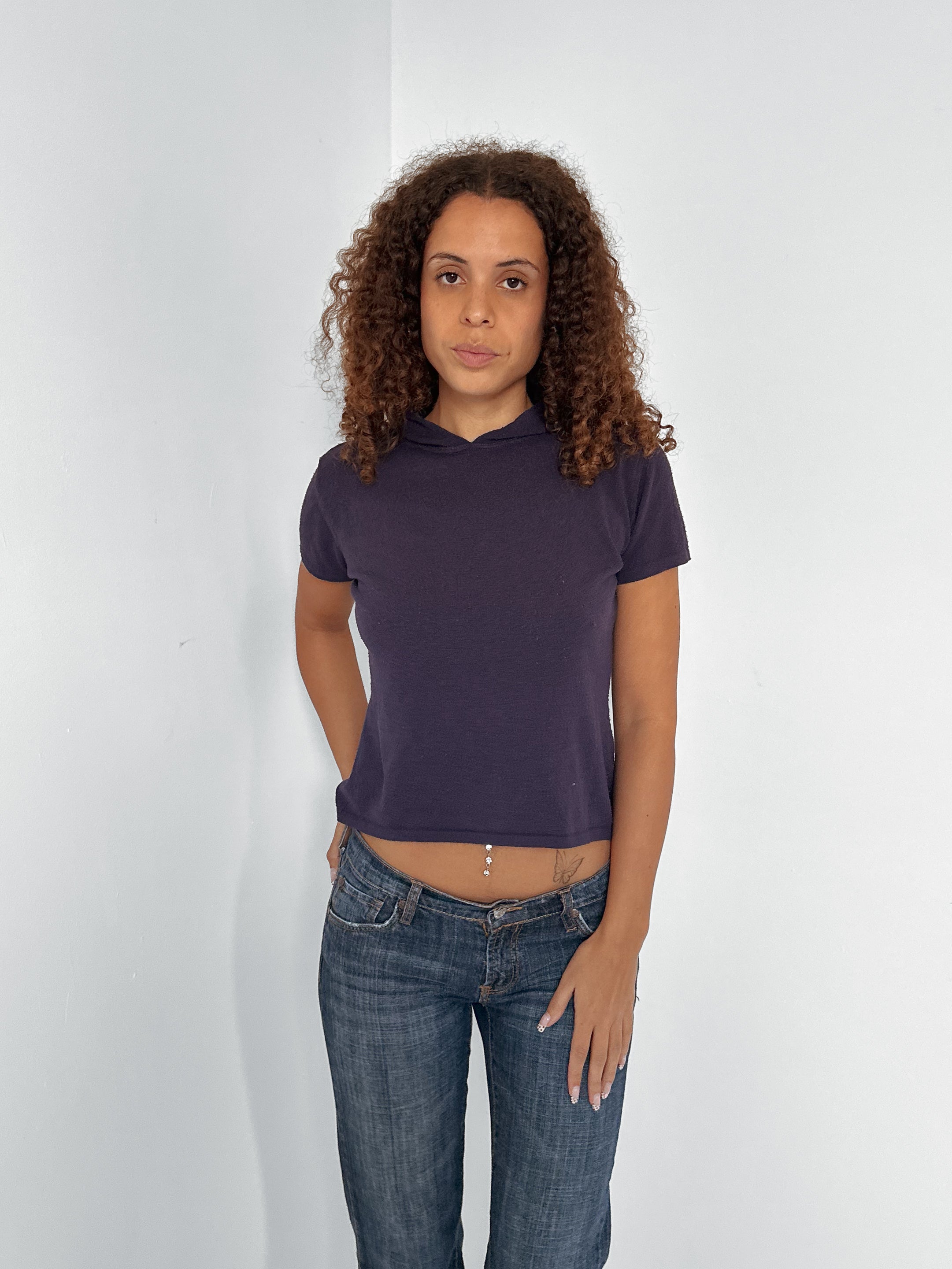 hooded knit top — size s