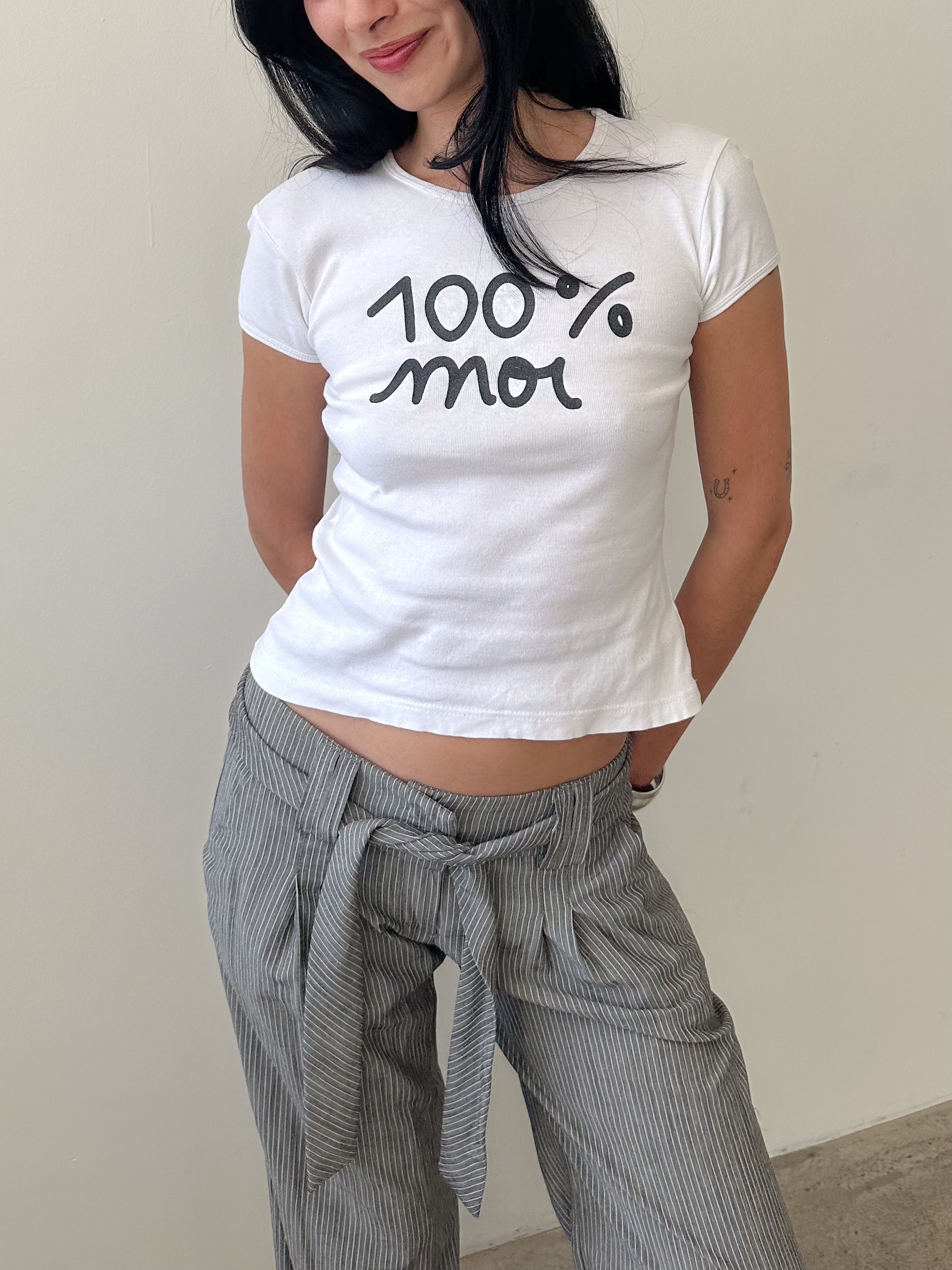 100% moi baby tee / size xs