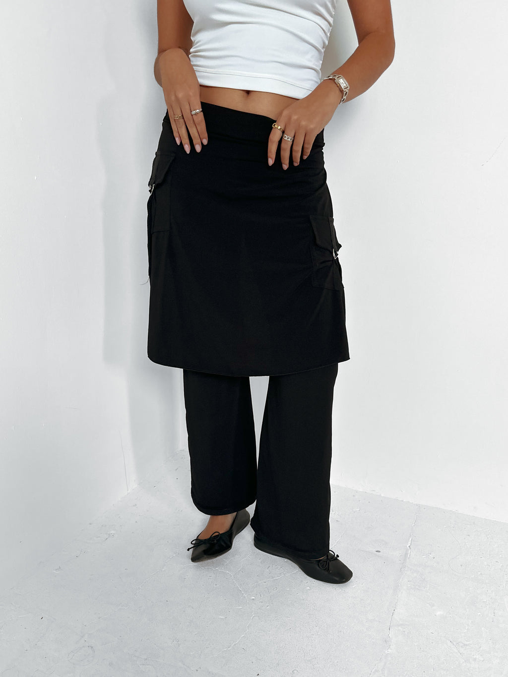 layered skirt trousers — size s/m
