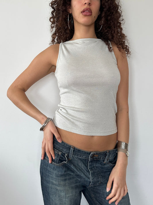 SILVER HIGH NECK TANK TOP ◦ SIZE S