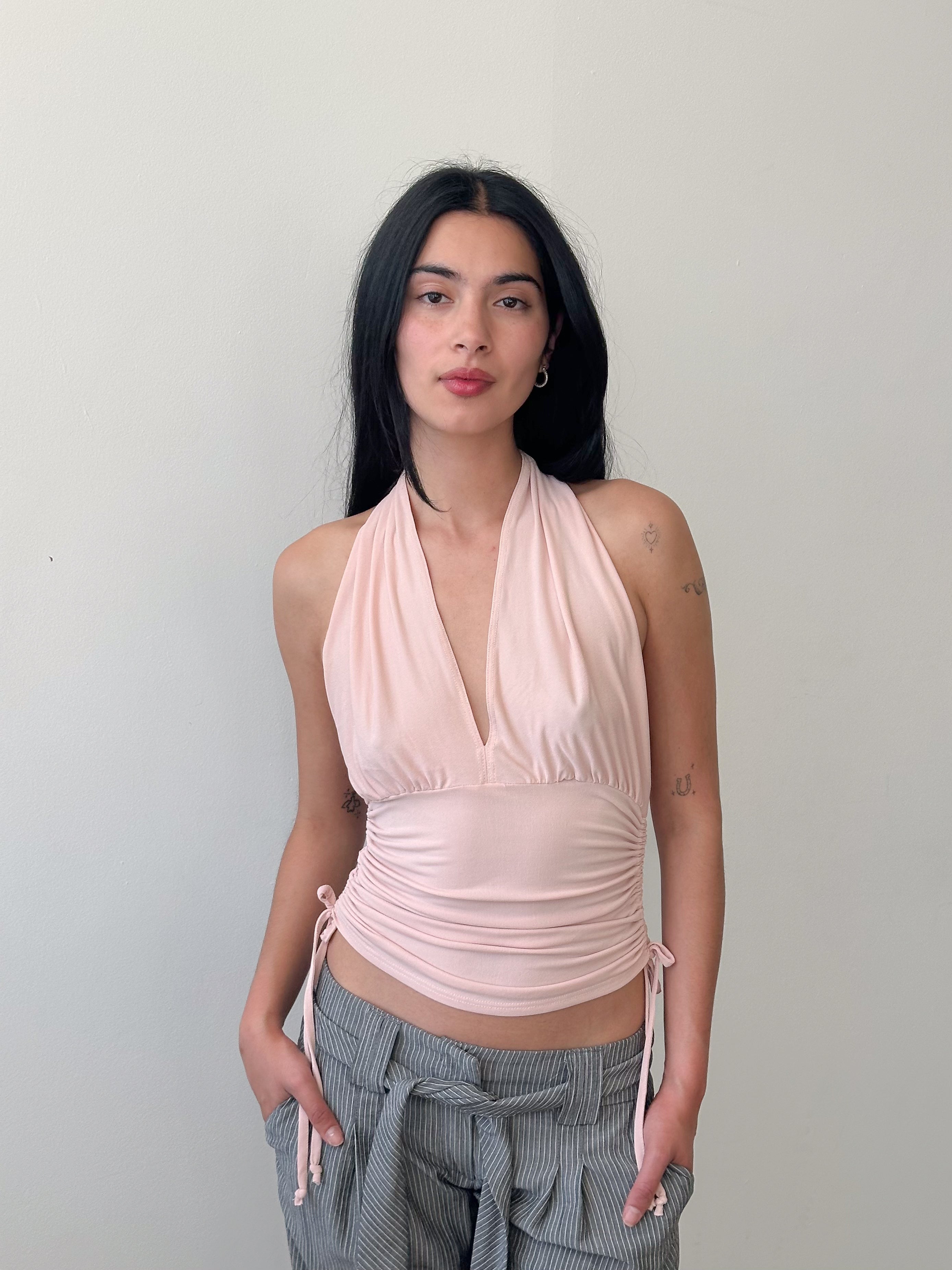 slinky halter neck top / size m