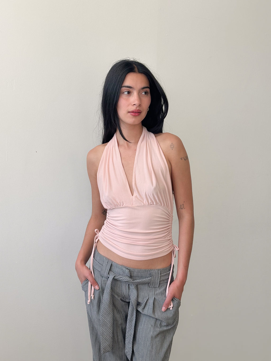 slinky halter neck top / size m