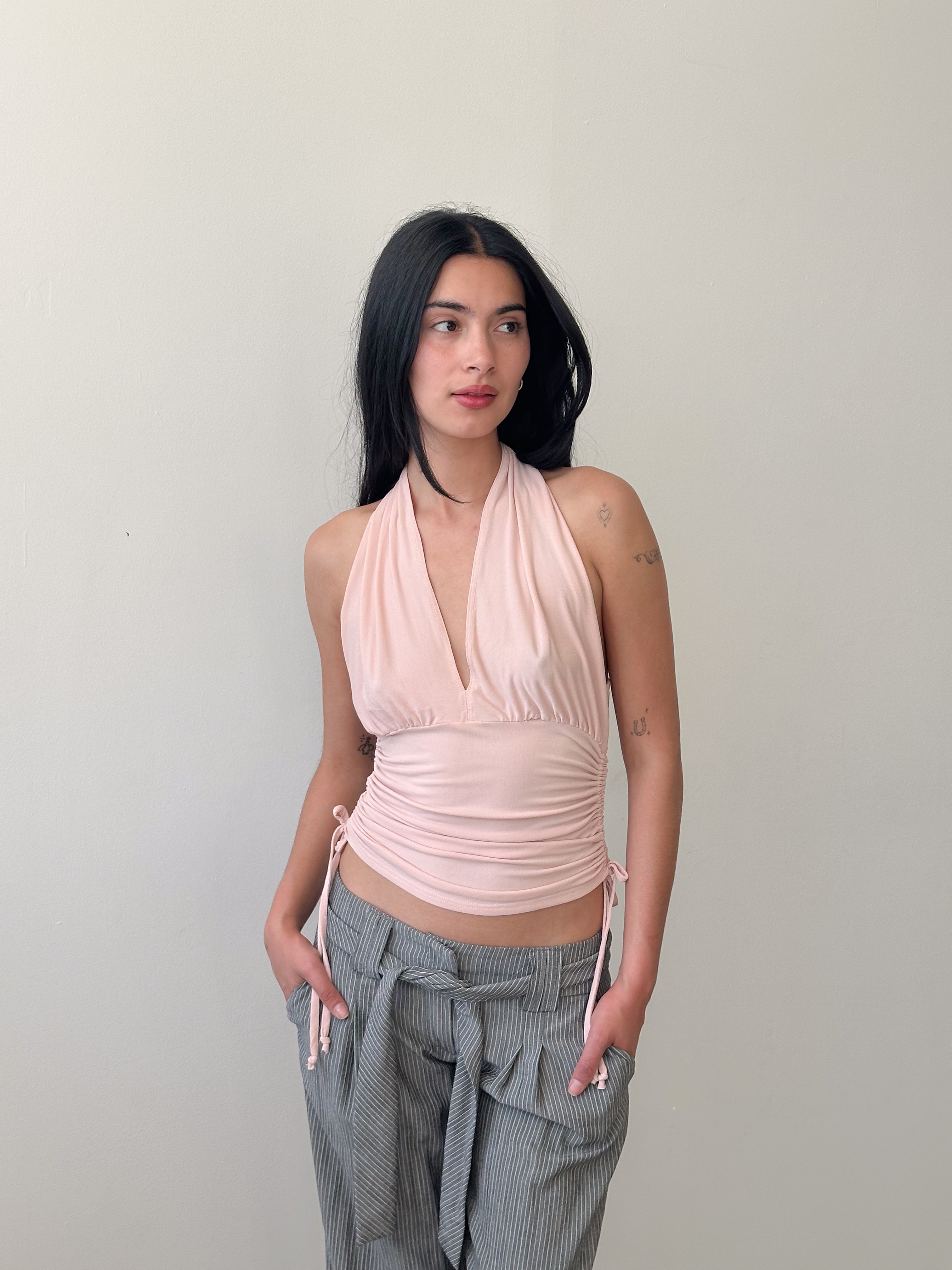 slinky halter neck top / size m