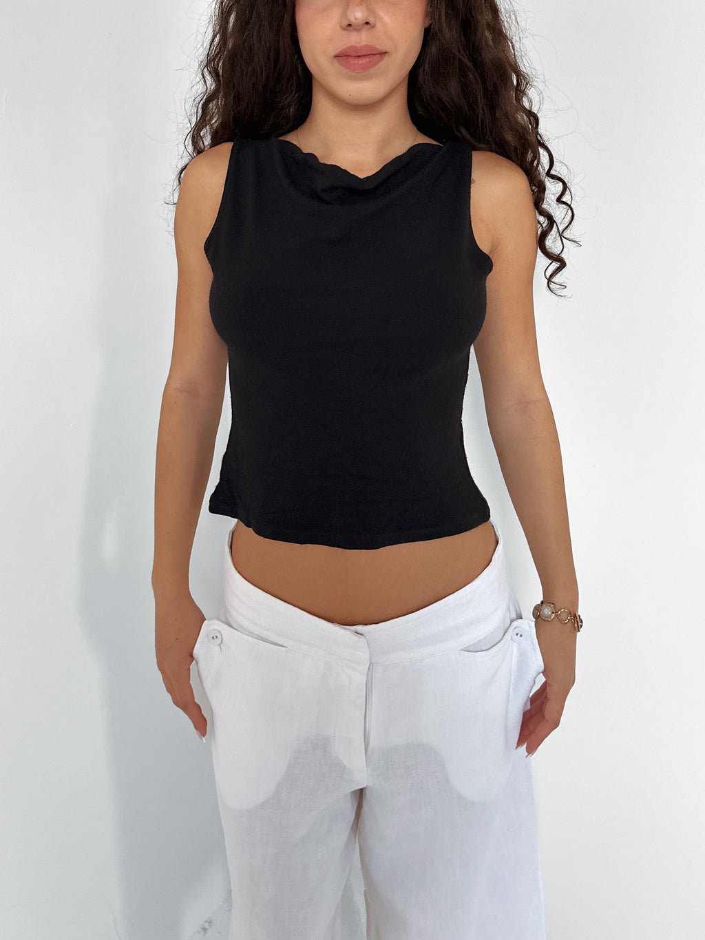 cowl neck top — size xs/s