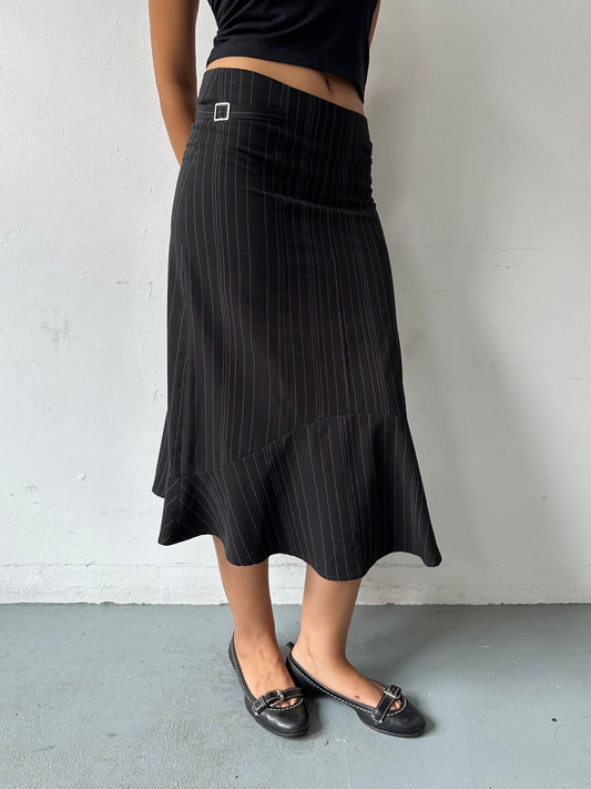 90's Pinstripe Midi Skirt ∙ SIZE S