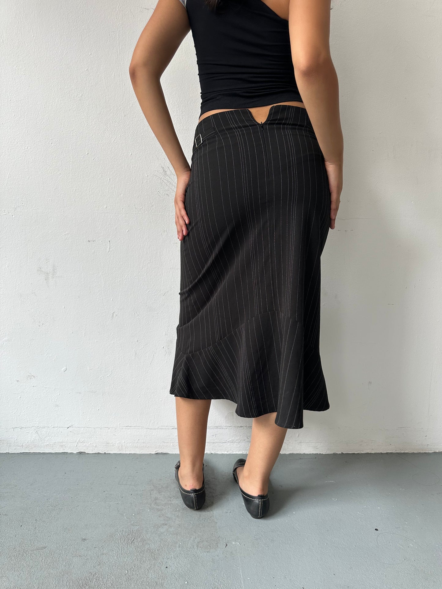 90's Pinstripe Midi Skirt ∙ SIZE S