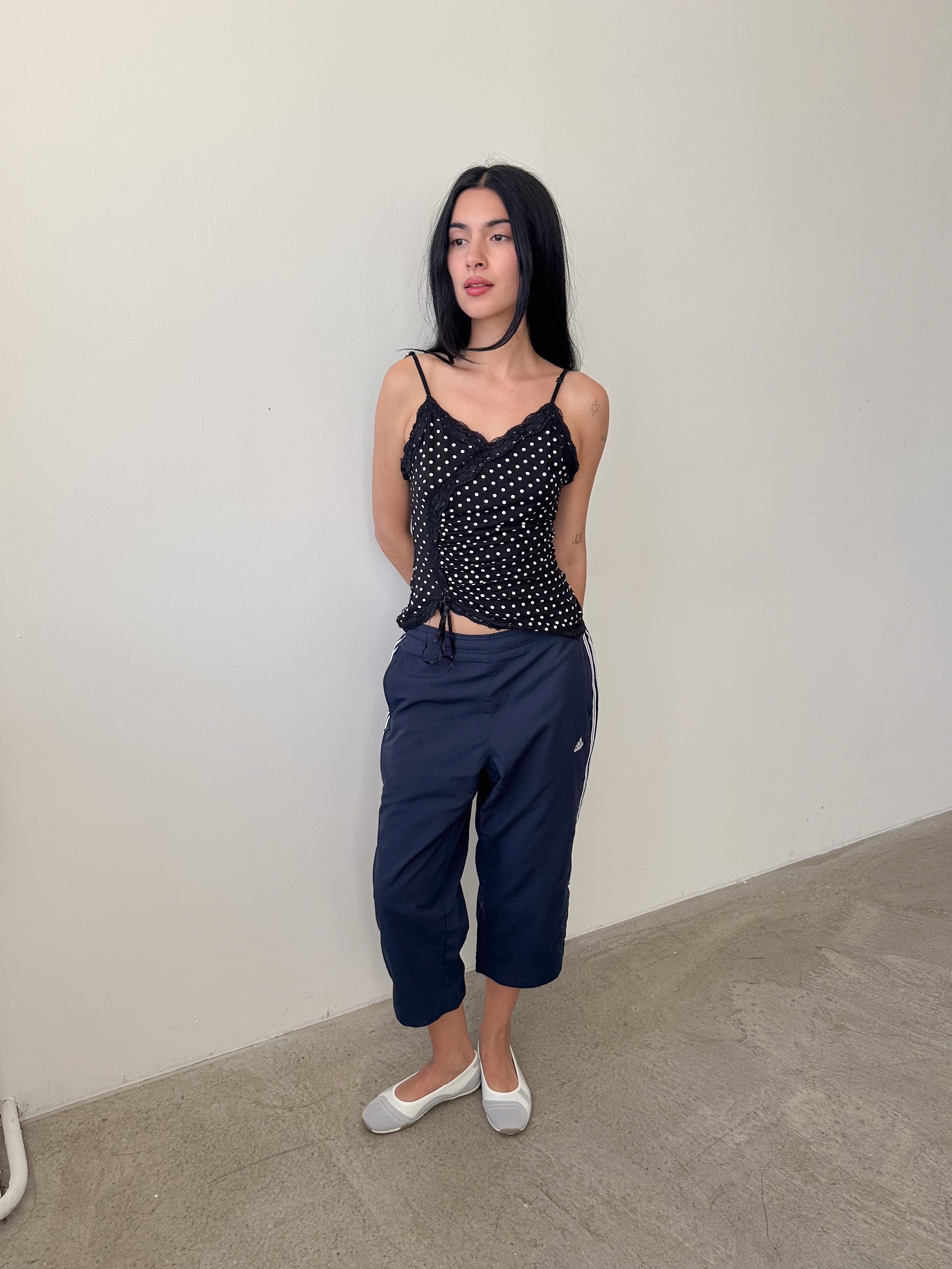 polka dot lace cami / size xs