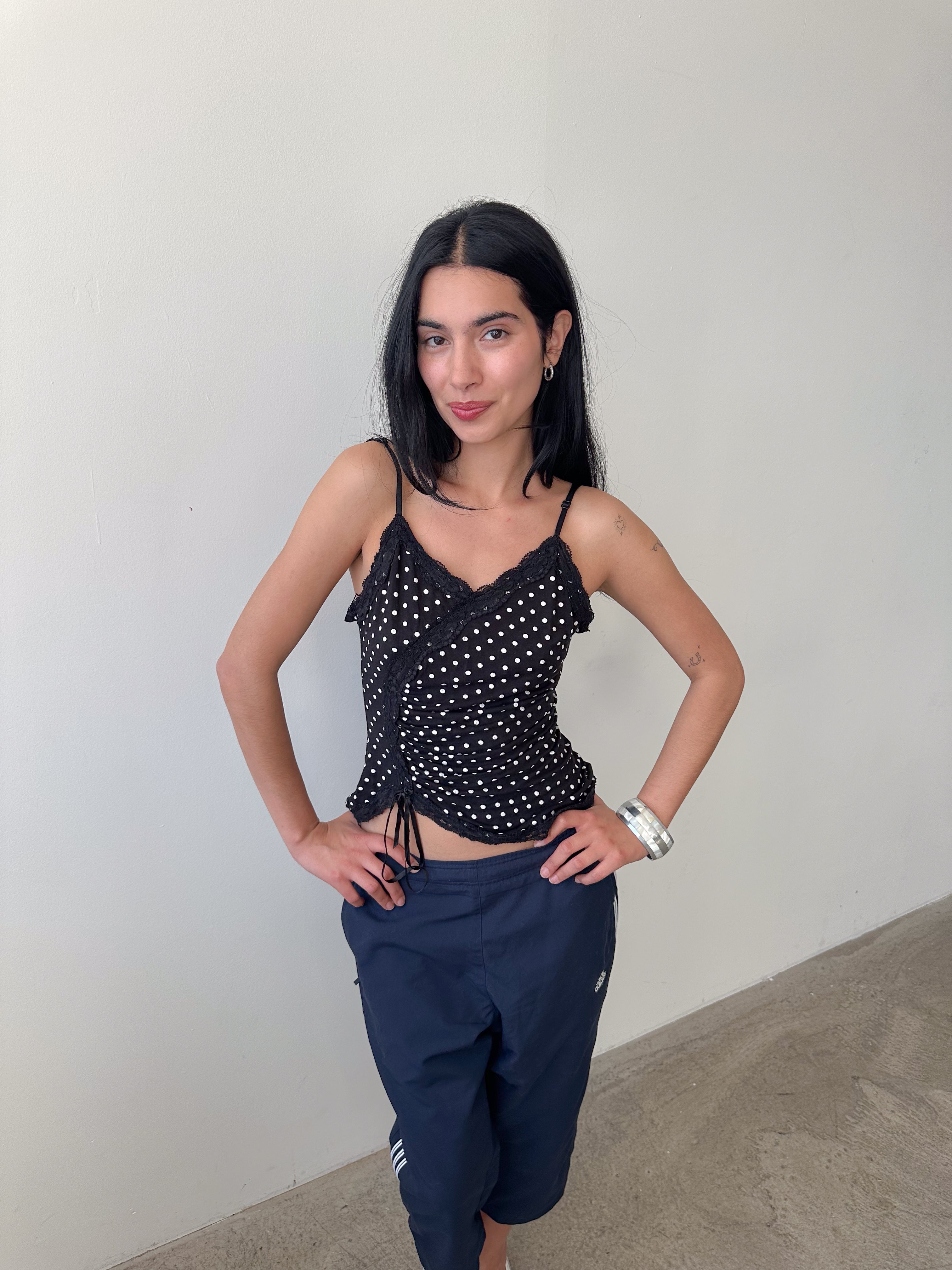 polka dot lace cami / size xs