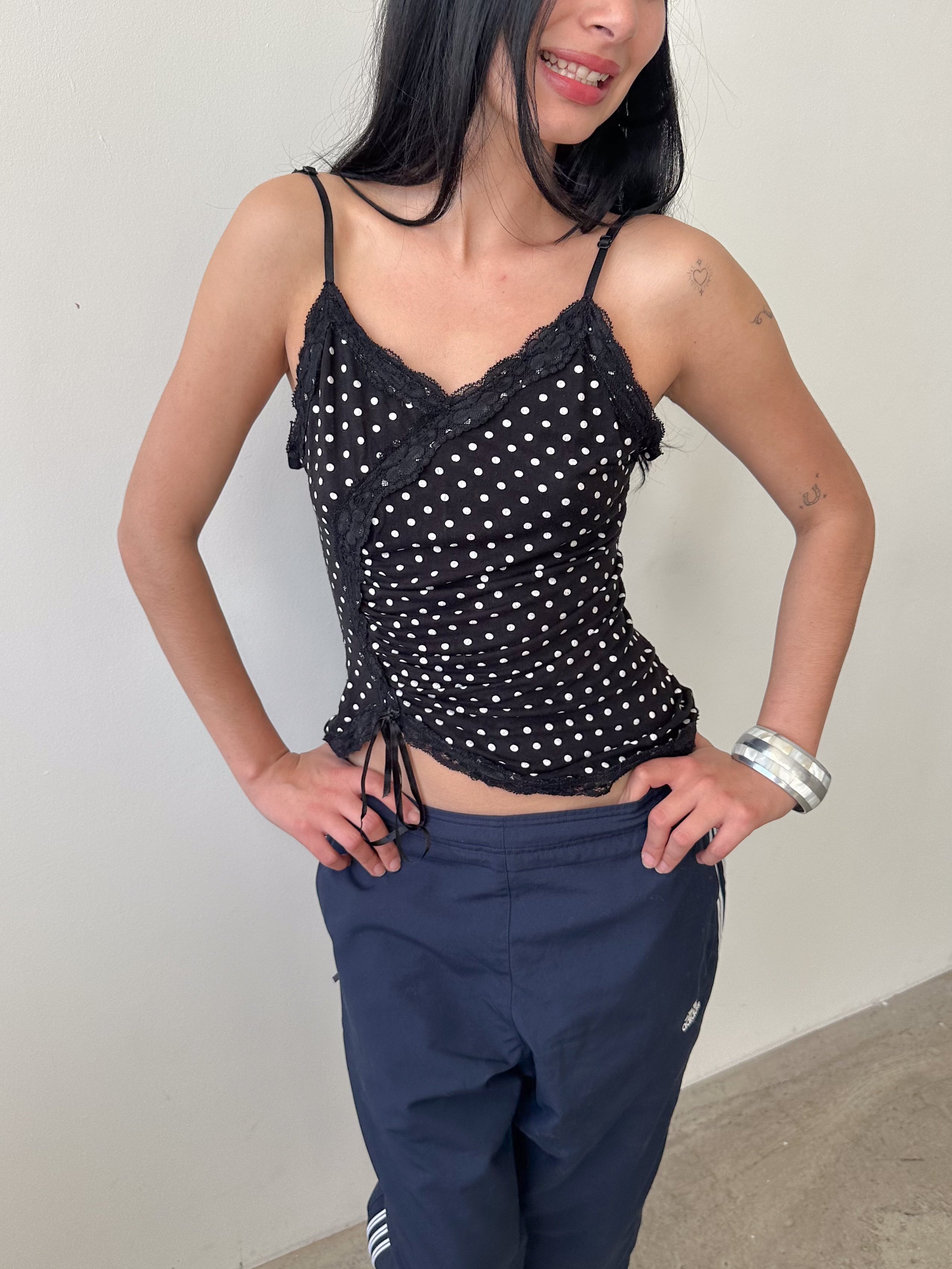 polka dot lace cami / size xs