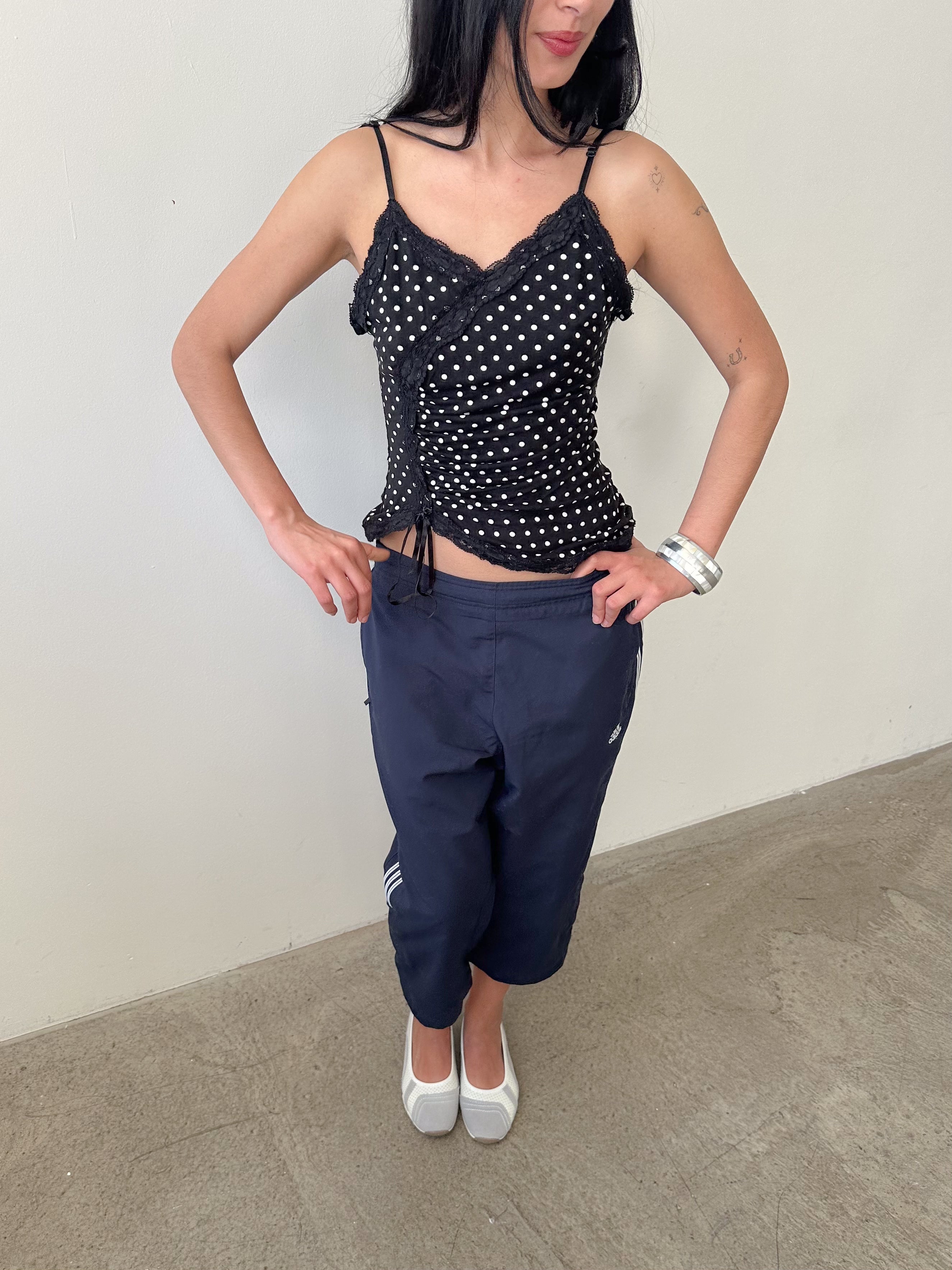 polka dot lace cami / size xs