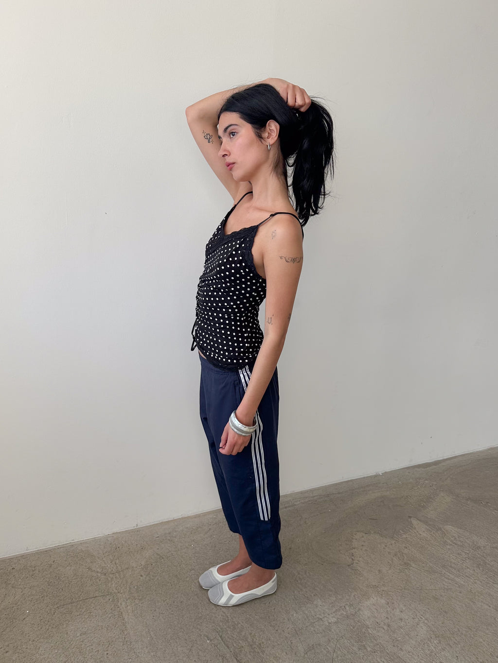 polka dot lace cami / size xs