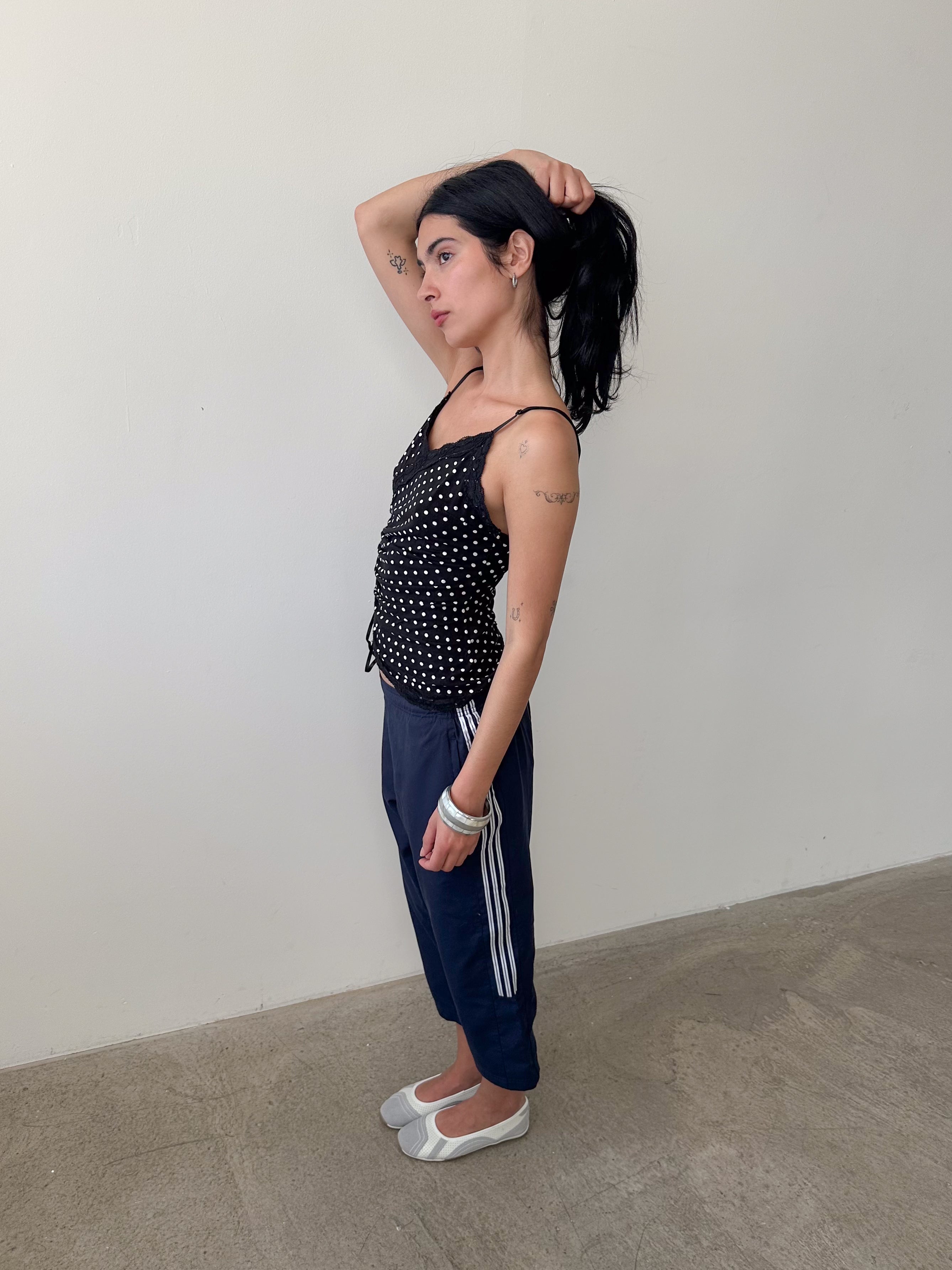 polka dot lace cami / size xs
