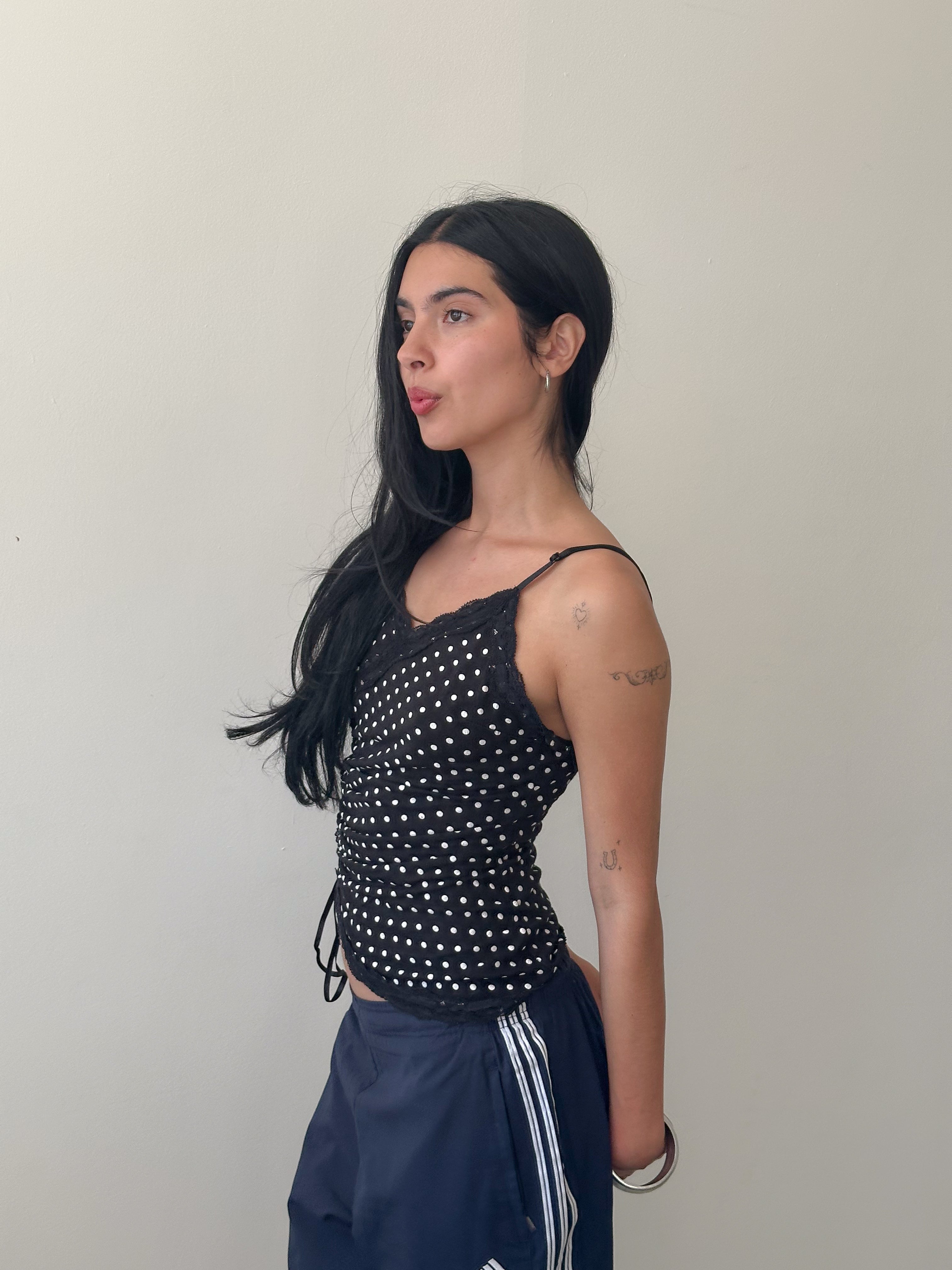 polka dot lace cami / size xs