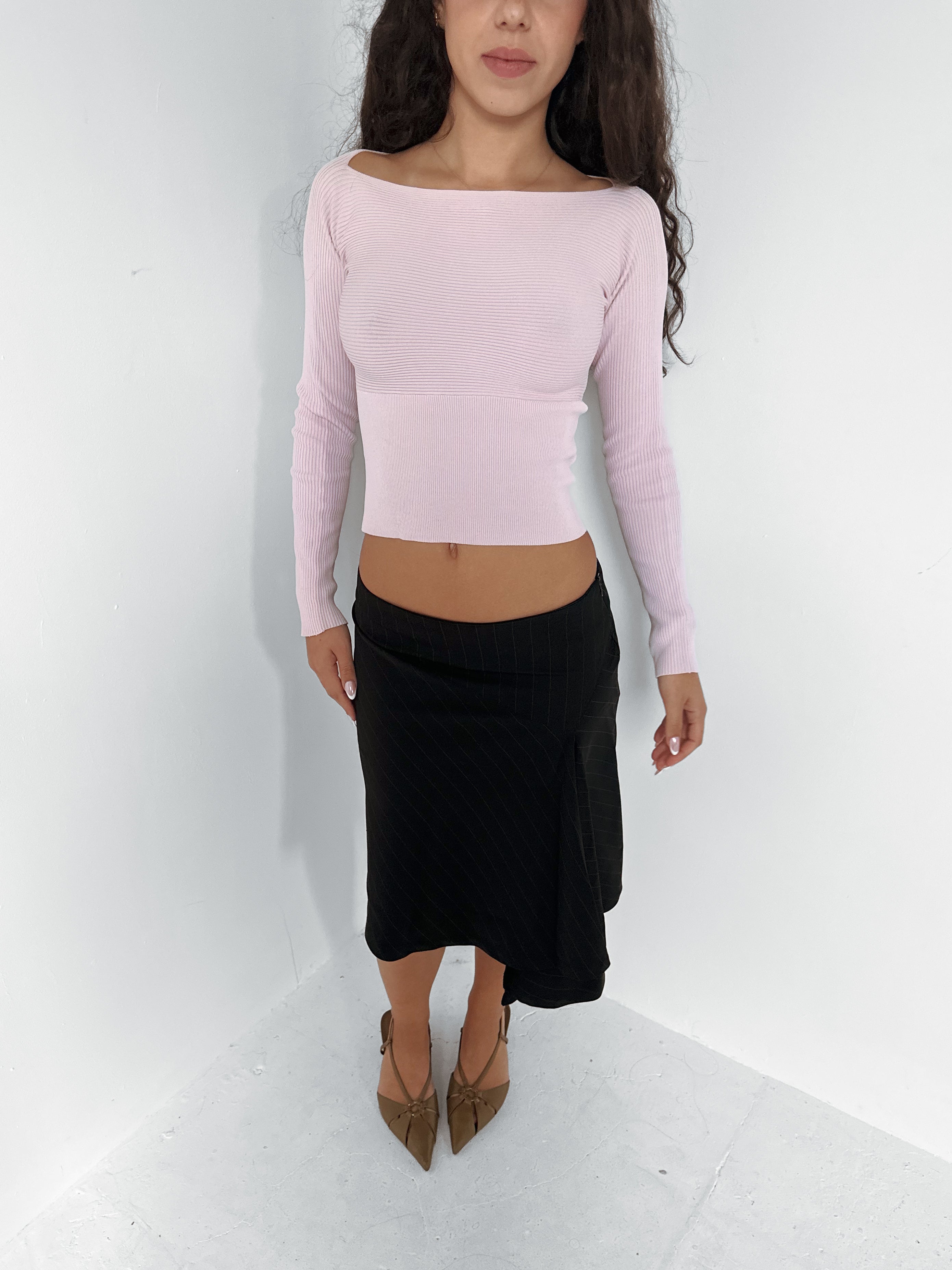 asymmetric pinstripe skirt — size xs/s