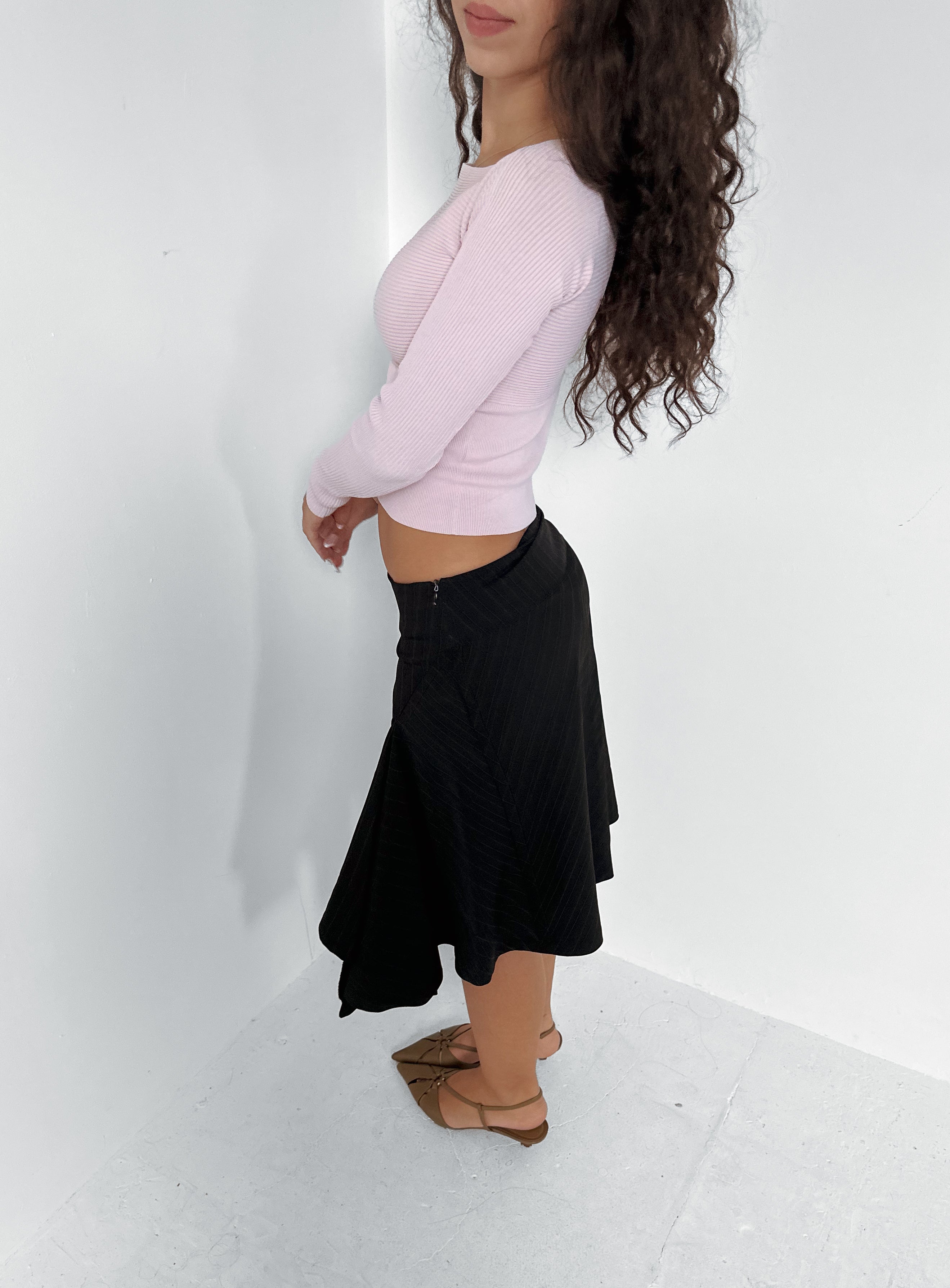 asymmetric pinstripe skirt — size xs/s