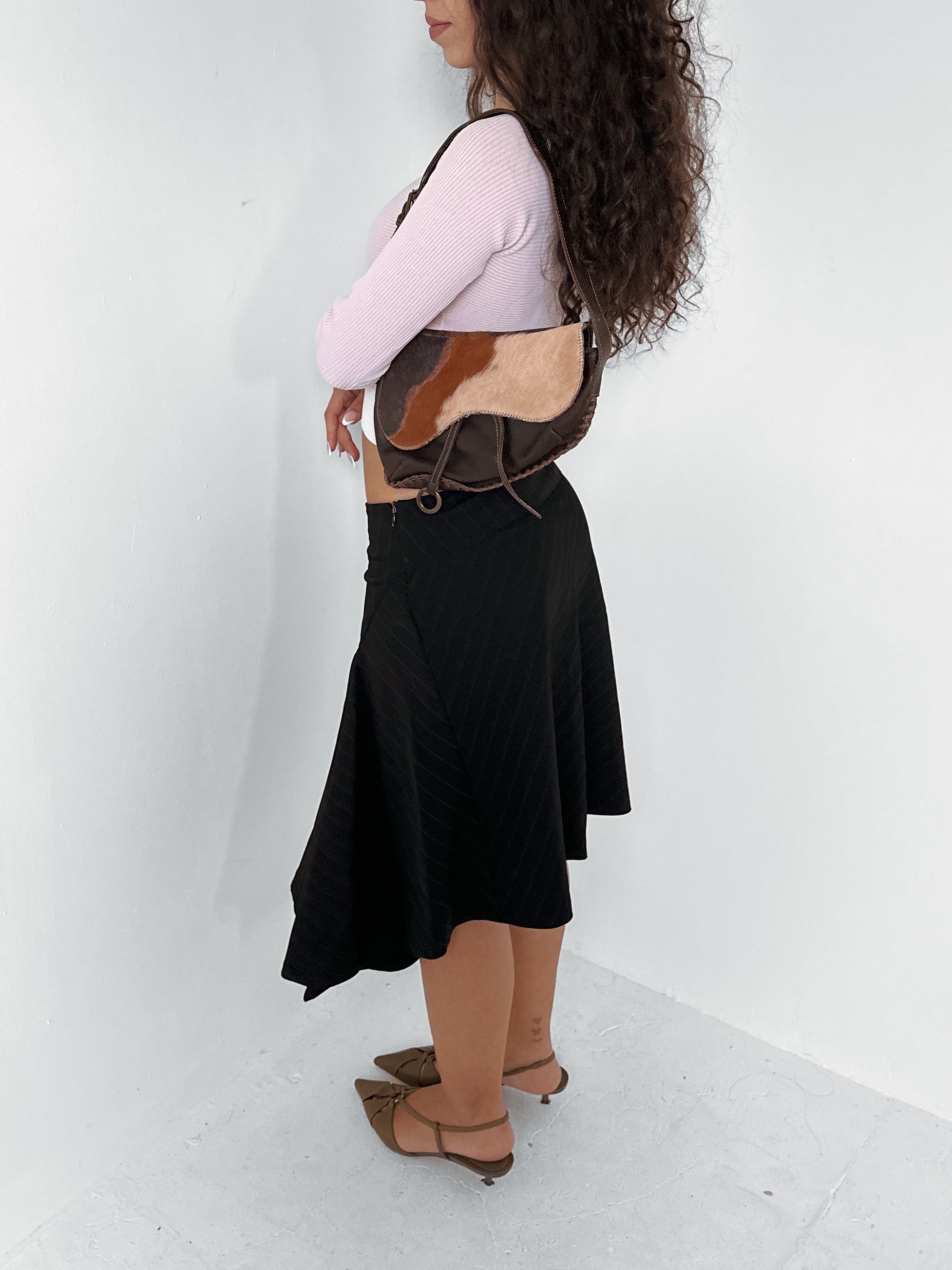 cow hide hand bag — one size