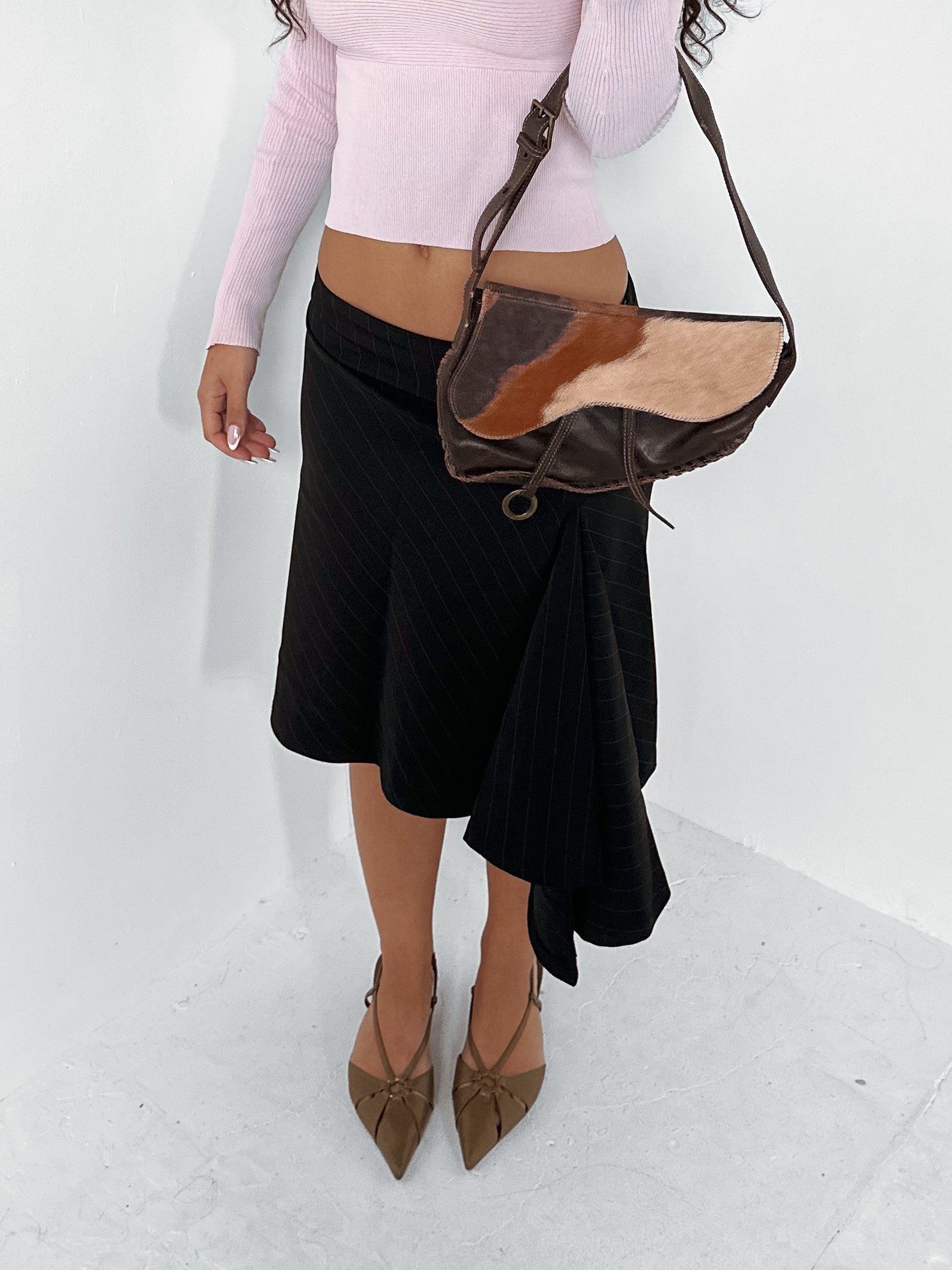 cow hide hand bag — one size