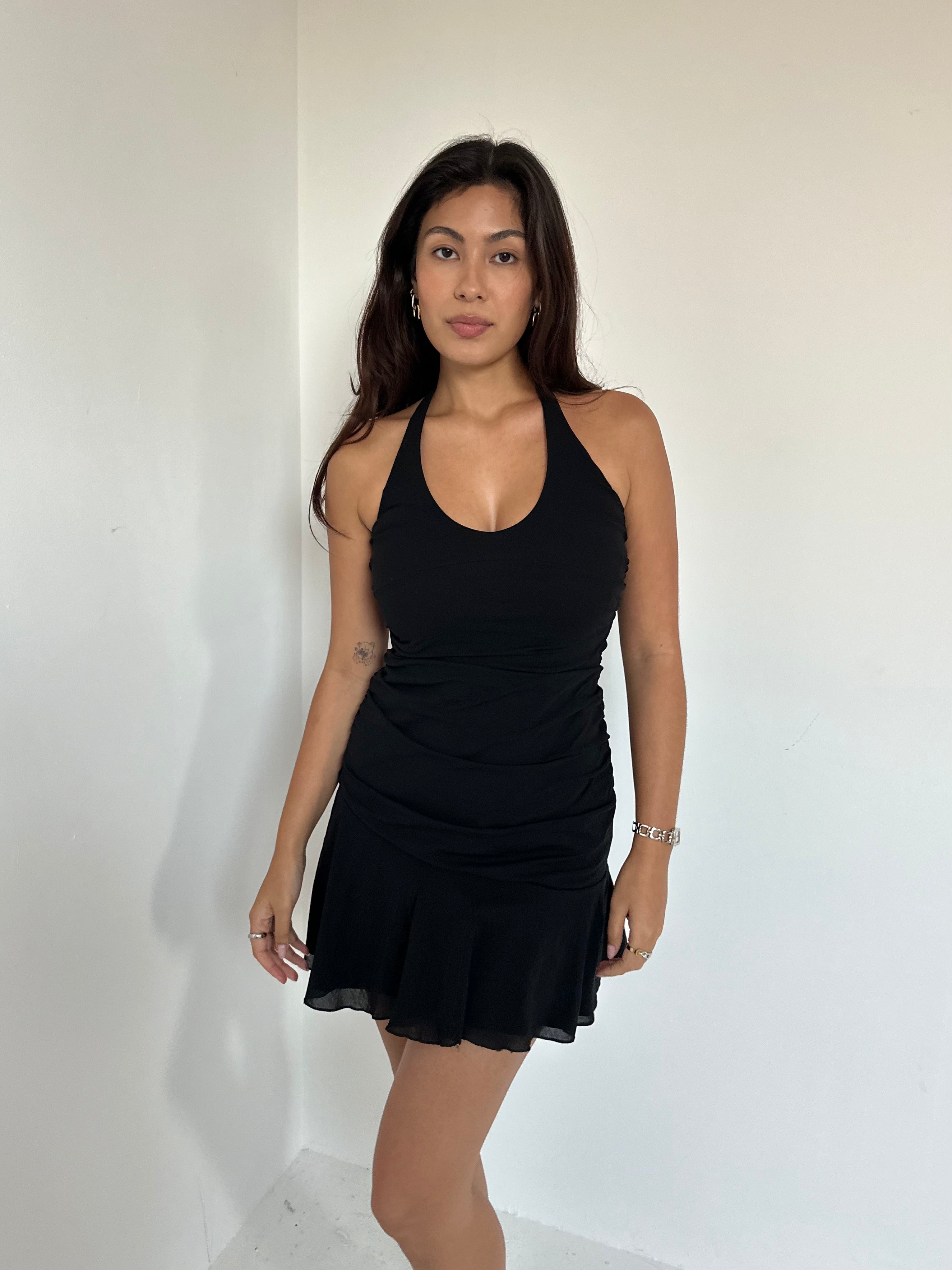 mesh halter dress — size s
