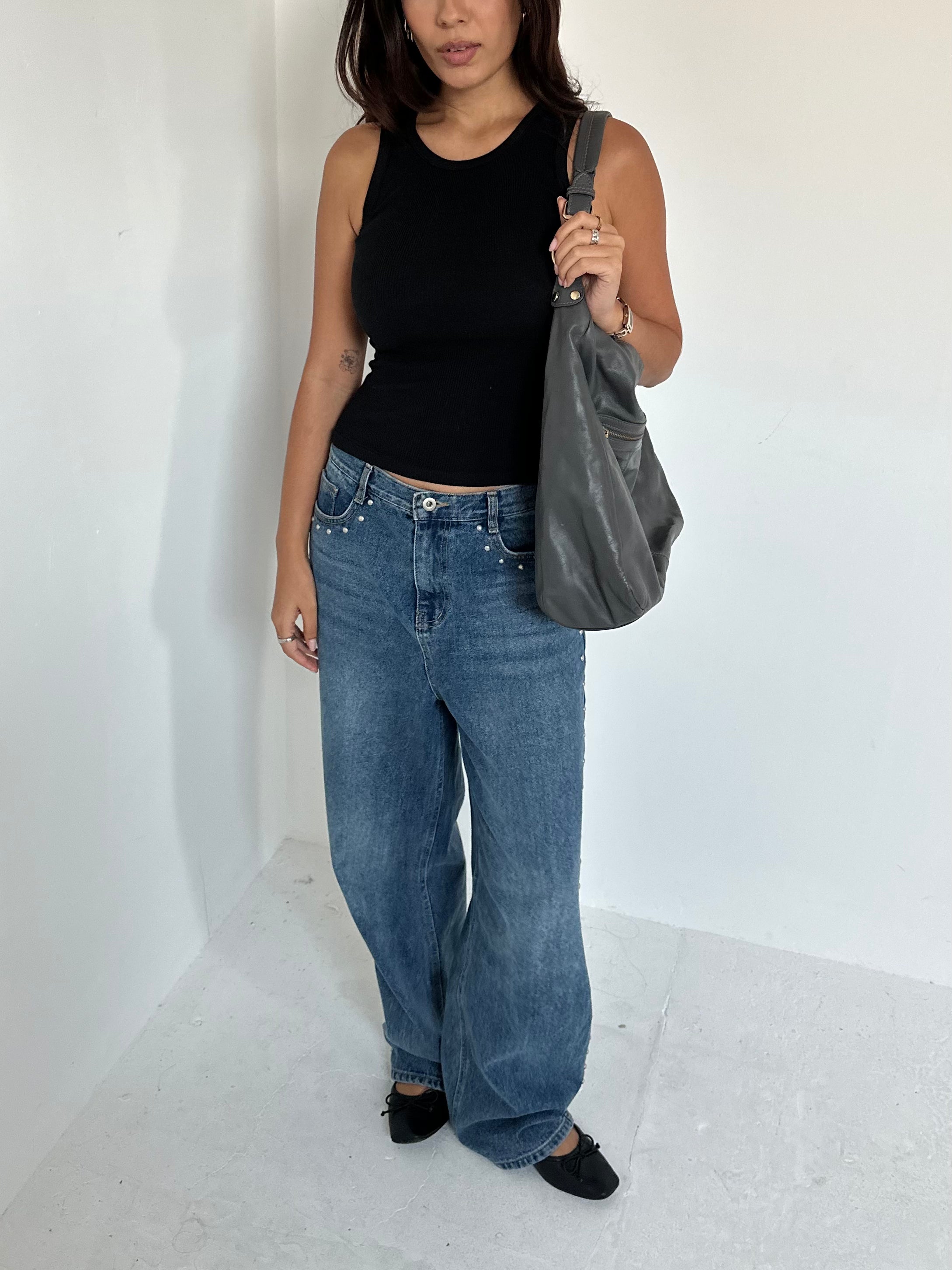 slouchy leather bag — one size