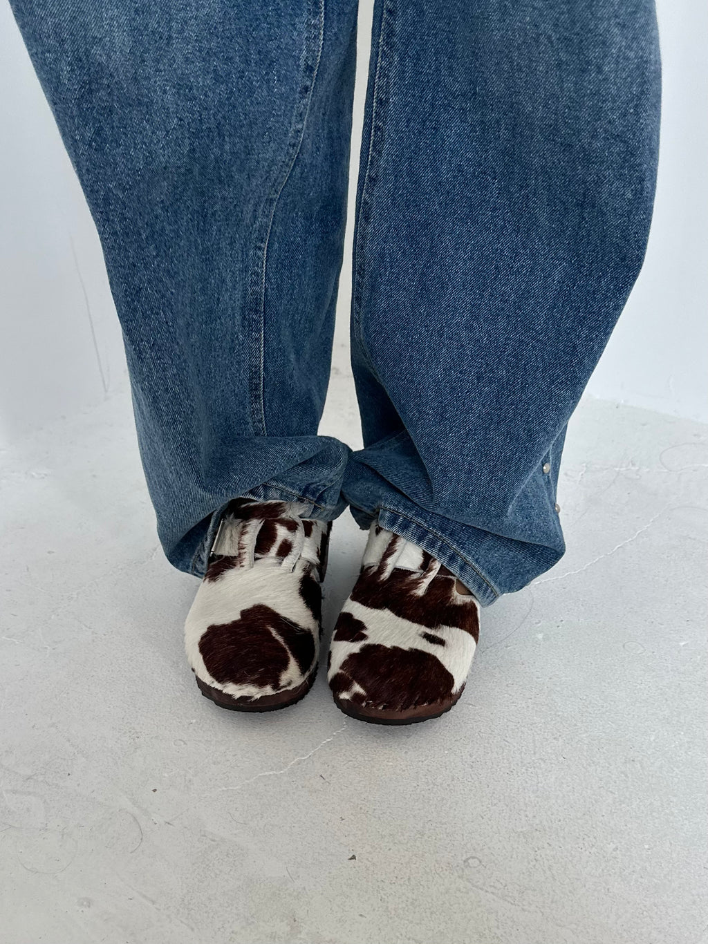 cow hide clogs — size 5