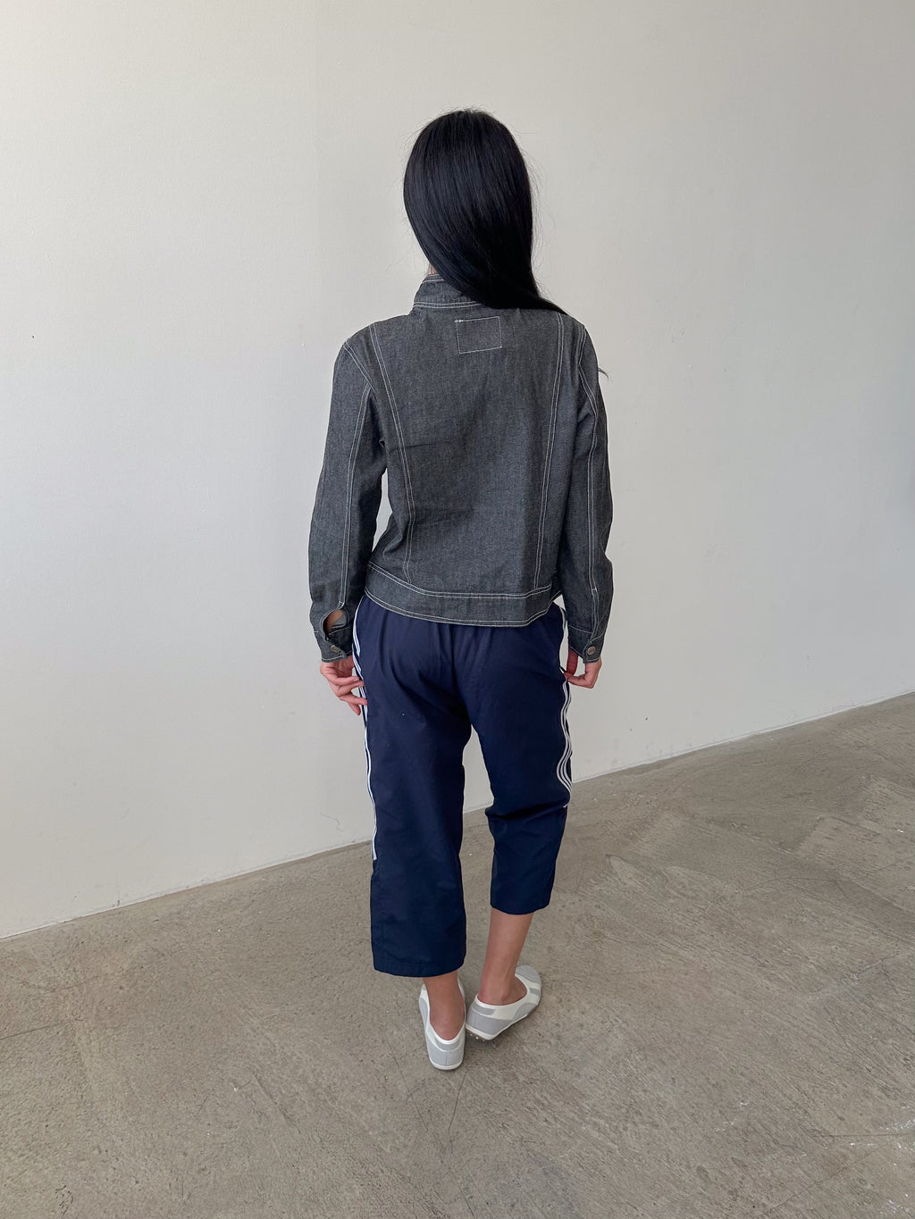 denim moto jacket / size s