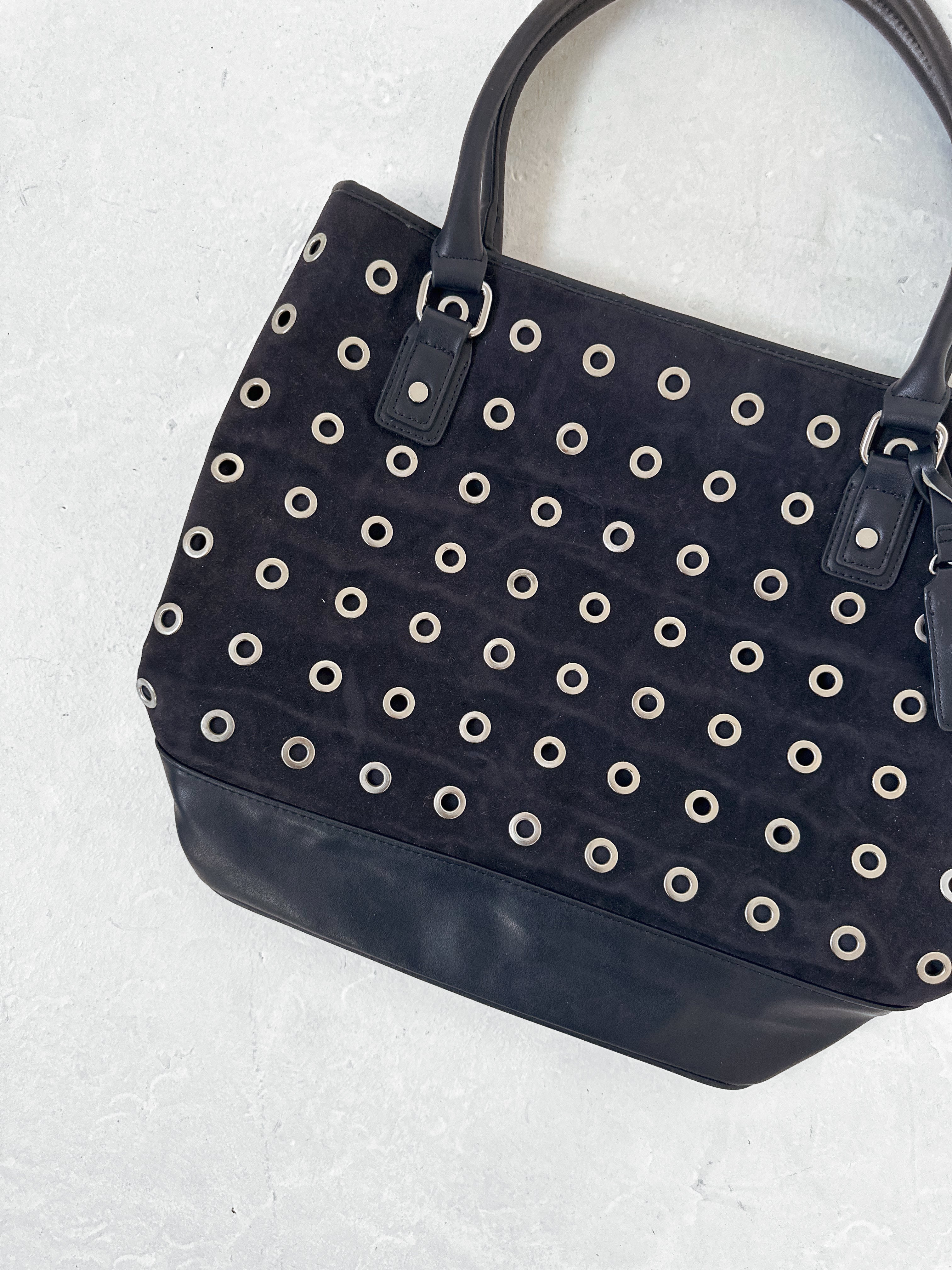 studded suede bag — one size