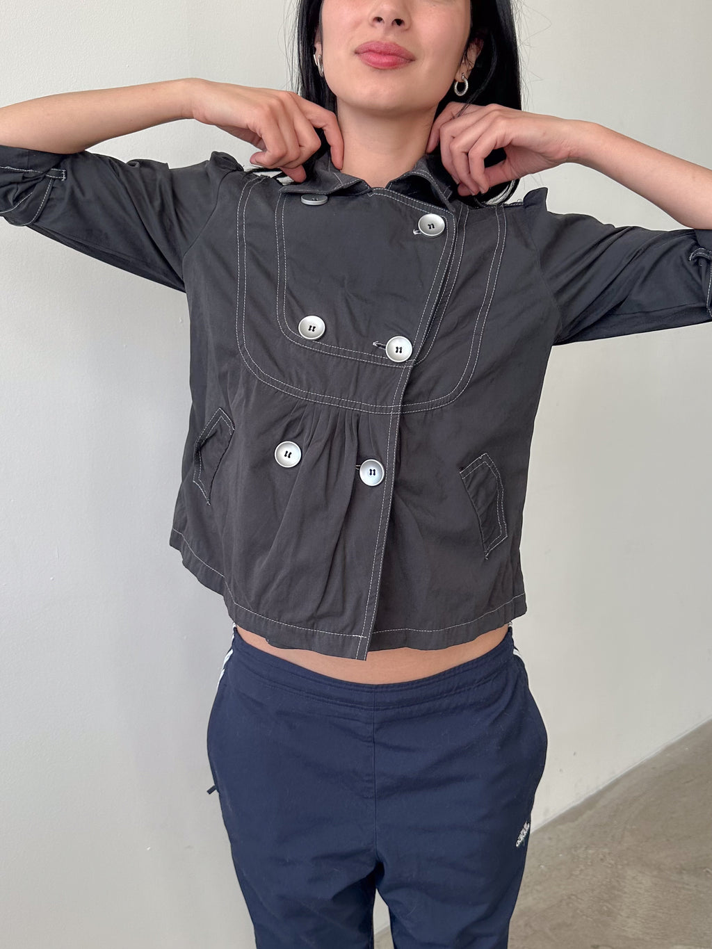 3/4 sleeve pea coat / size s