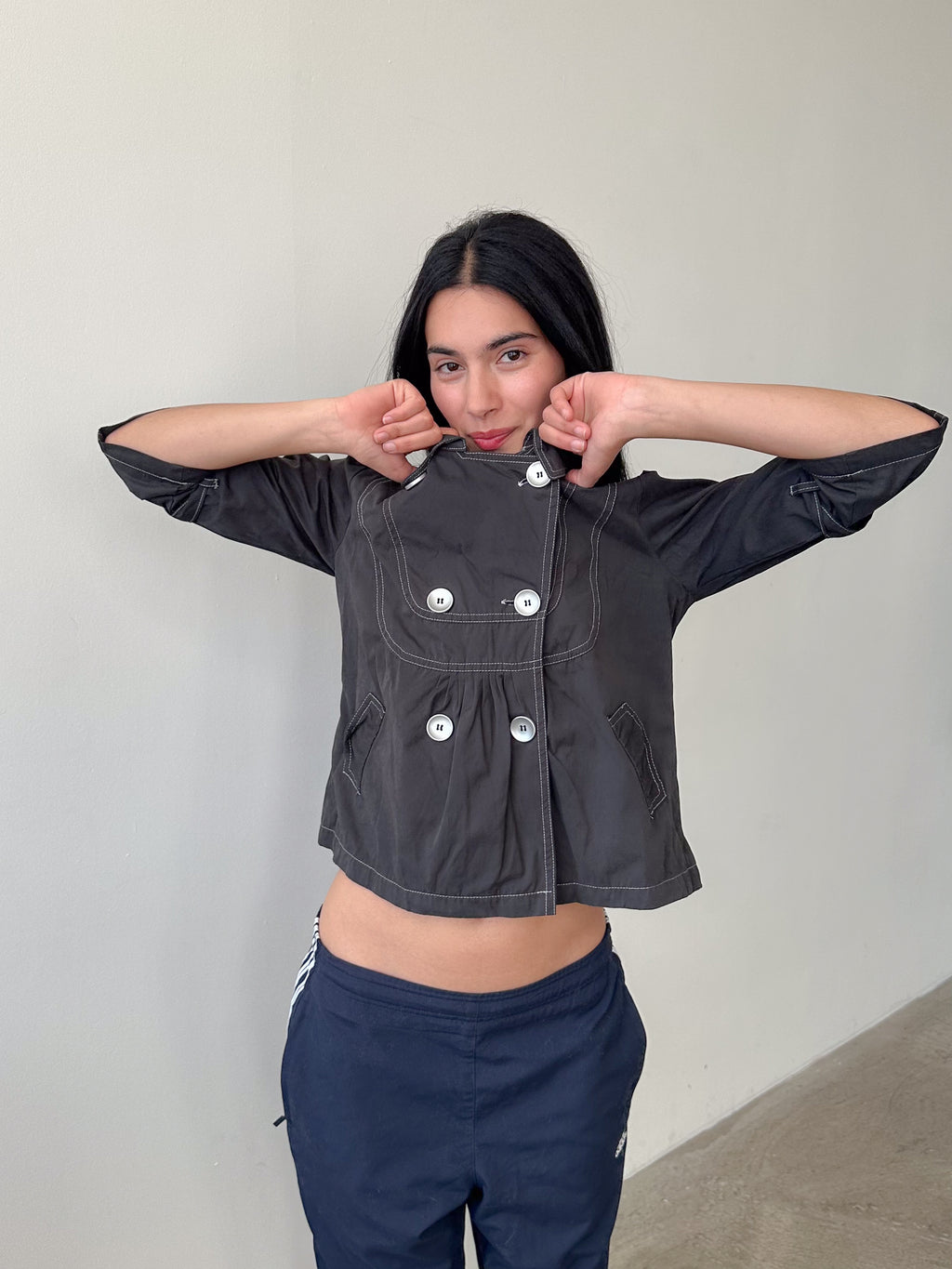 3/4 sleeve pea coat / size s