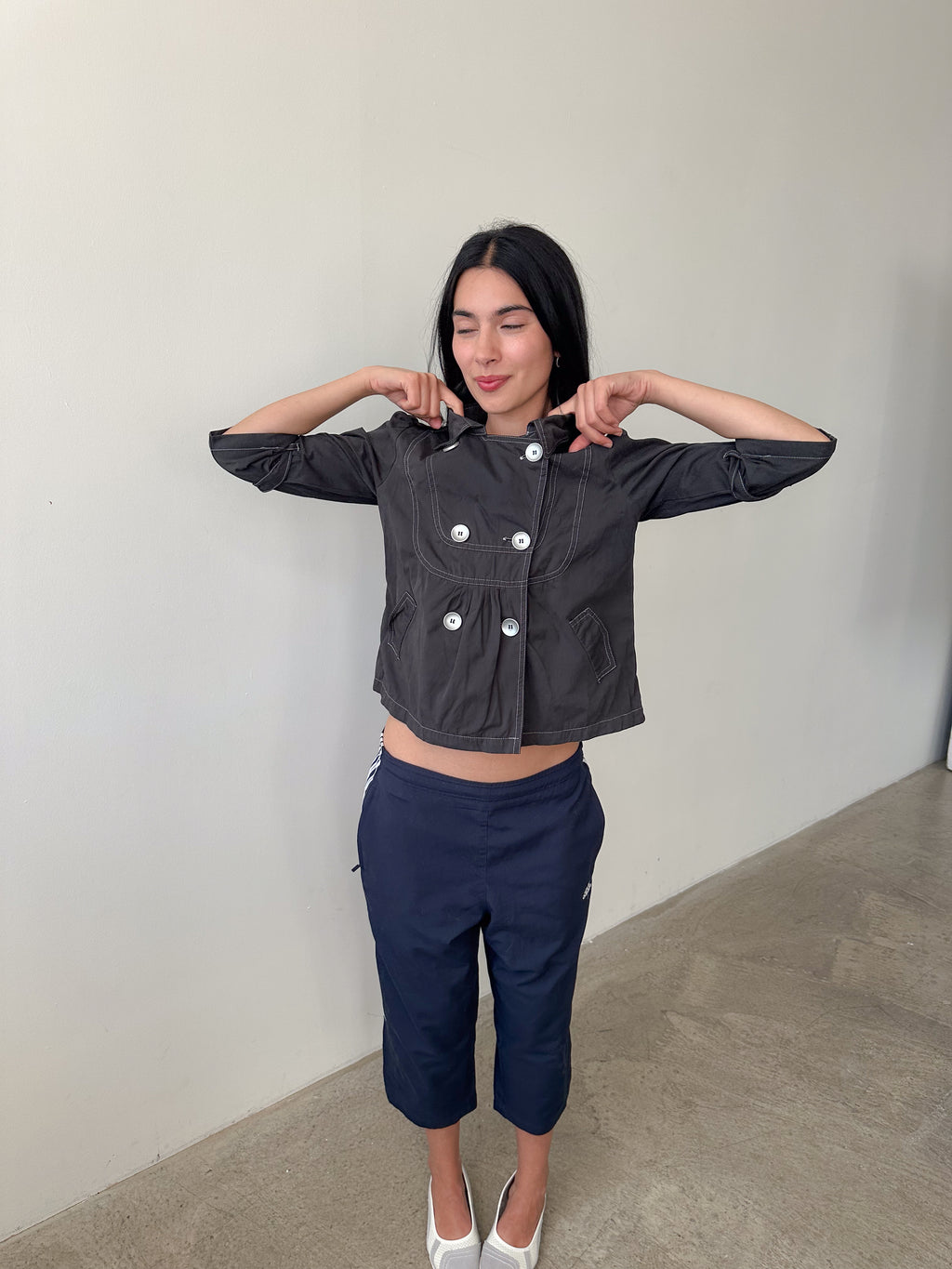 3/4 sleeve pea coat / size s