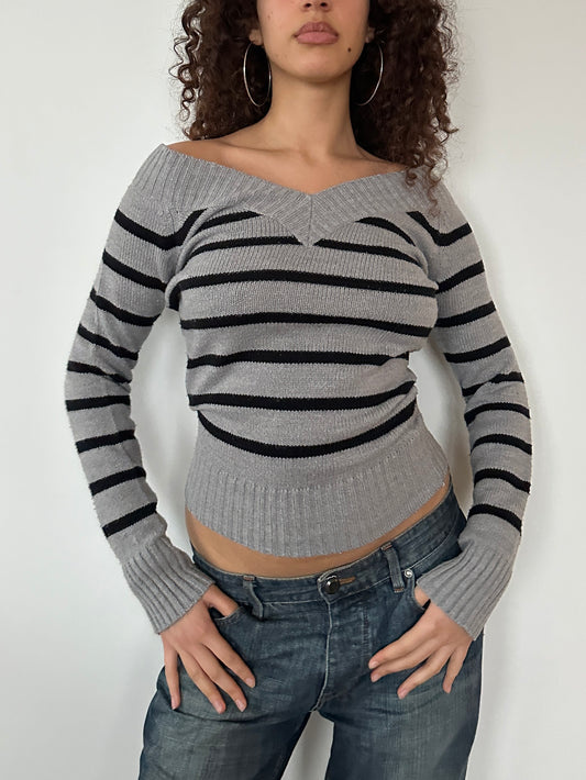 STRIPE OFF SHOULDER KNIT ◦ SIZE S