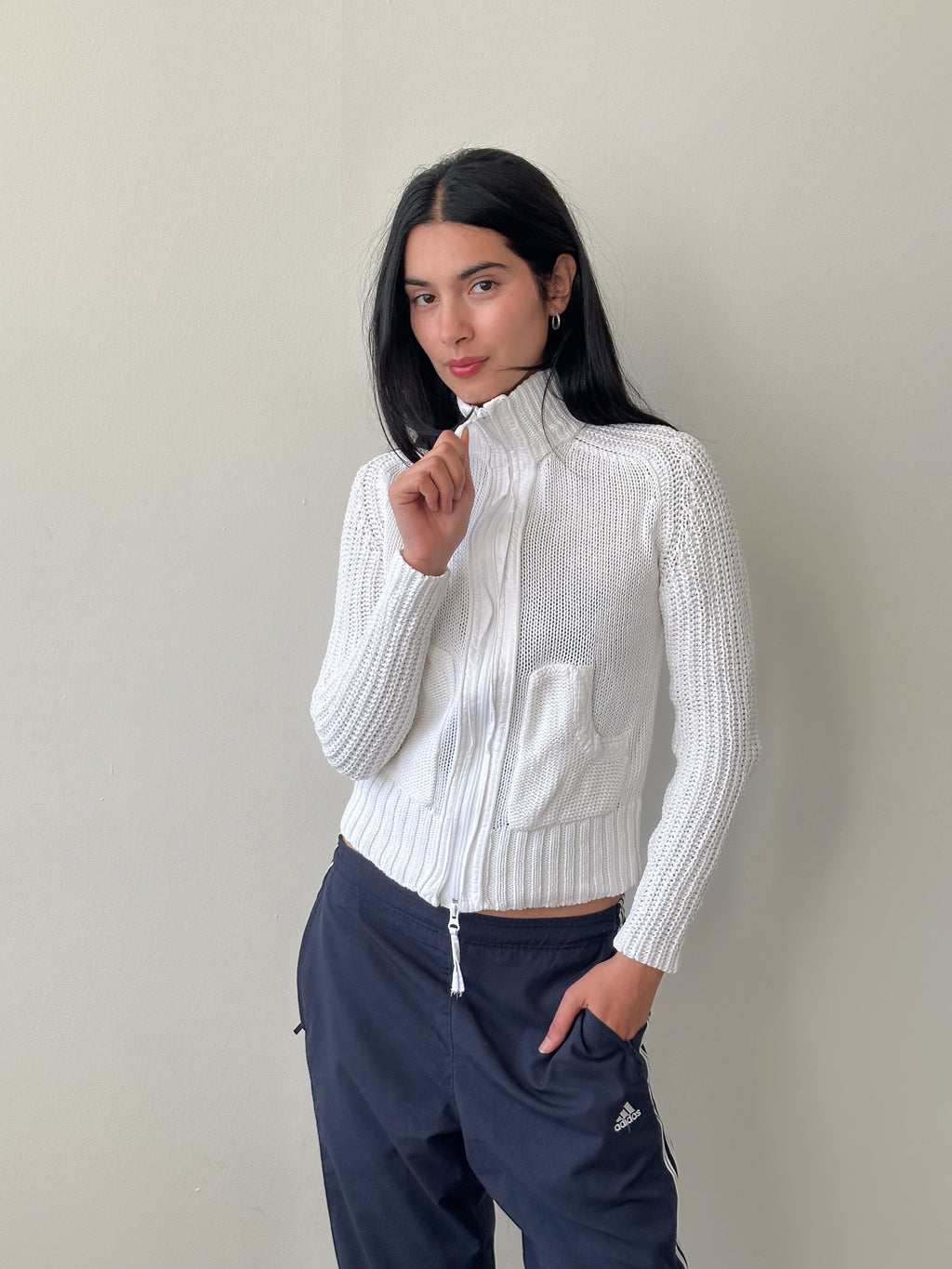 dual zip knit jacket / size s