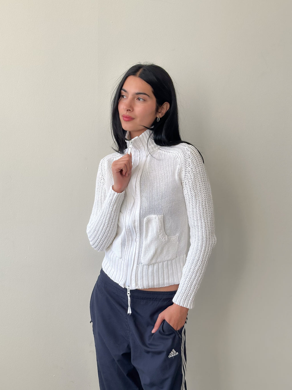 dual zip knit jacket / size s