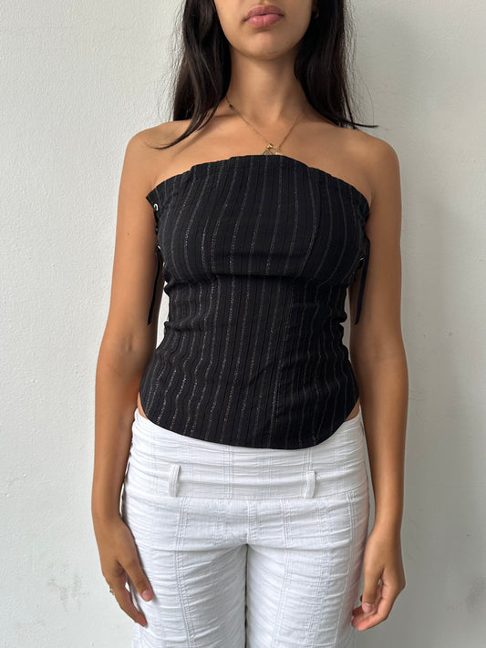 00's Pinstripe Bustier ∙ SIZE S