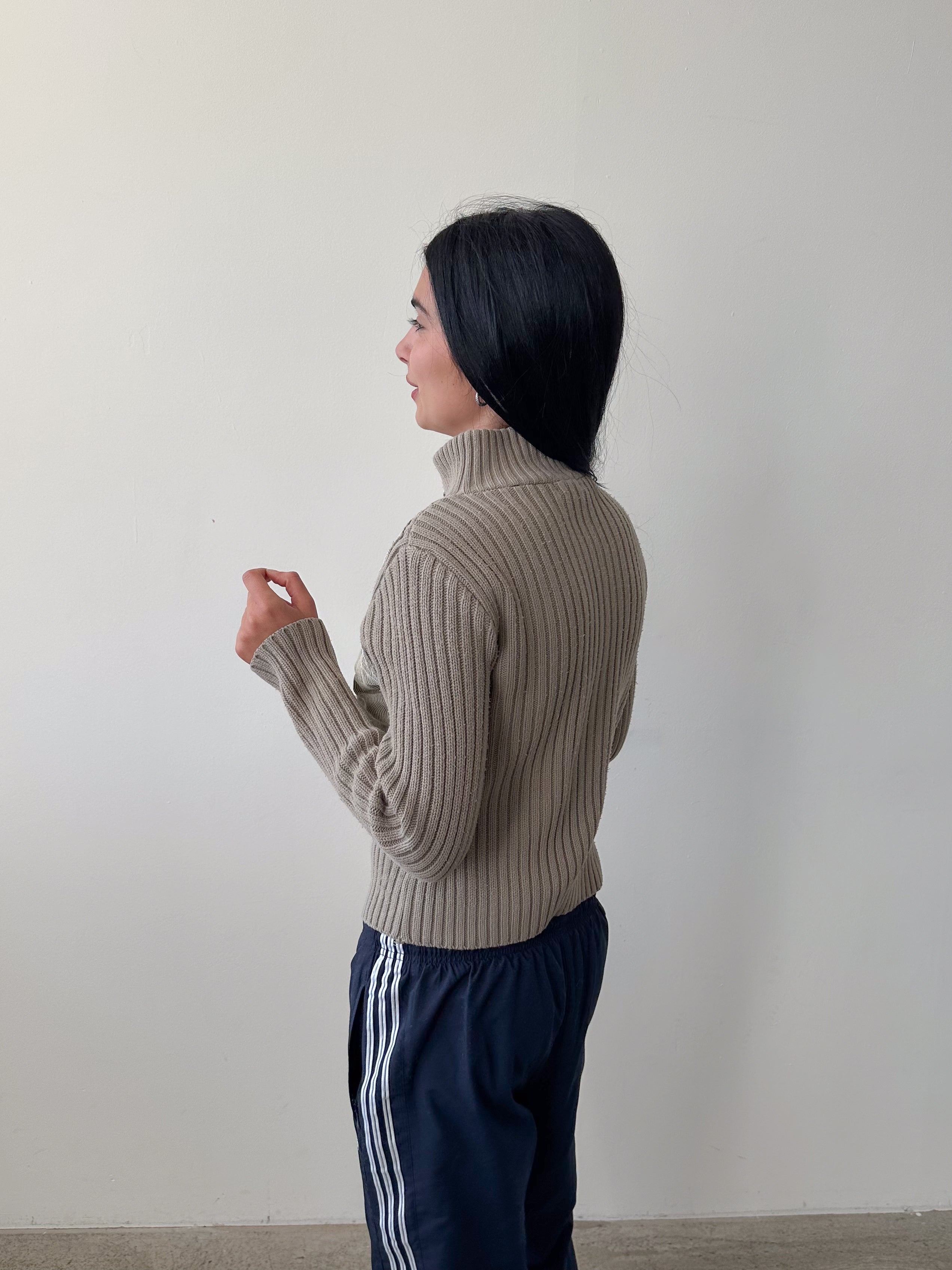 khaki zip jacket / size s