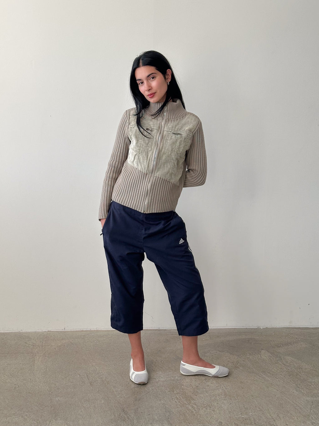 khaki zip jacket / size s
