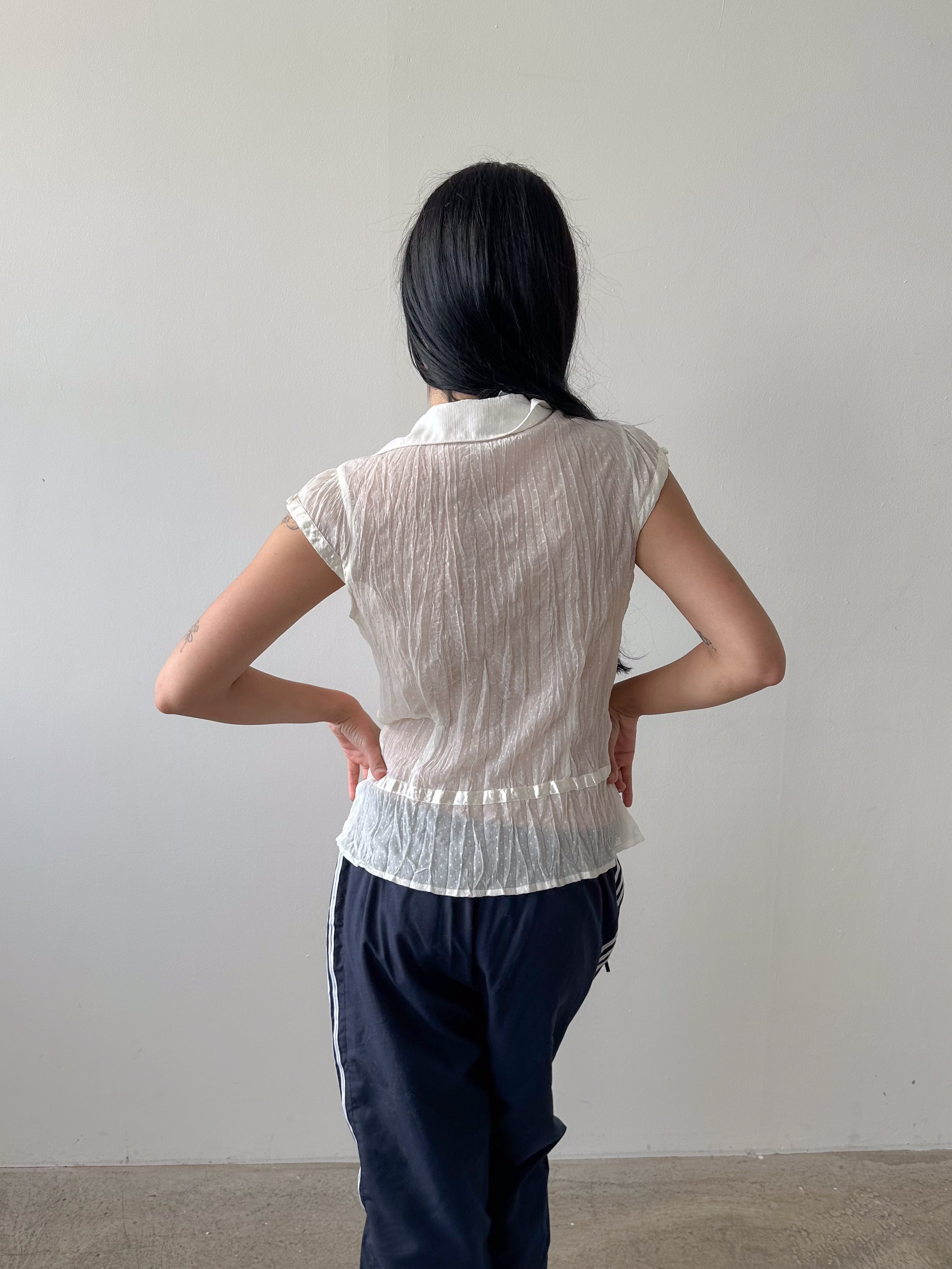 sheer button up / size m