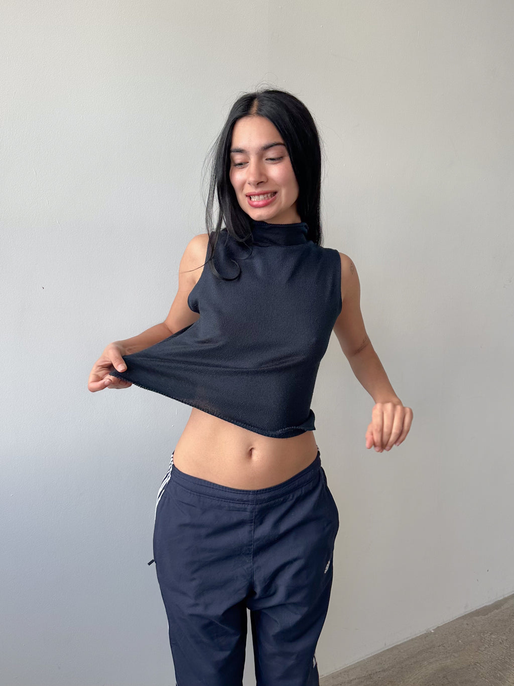 knit high neck tank / size s