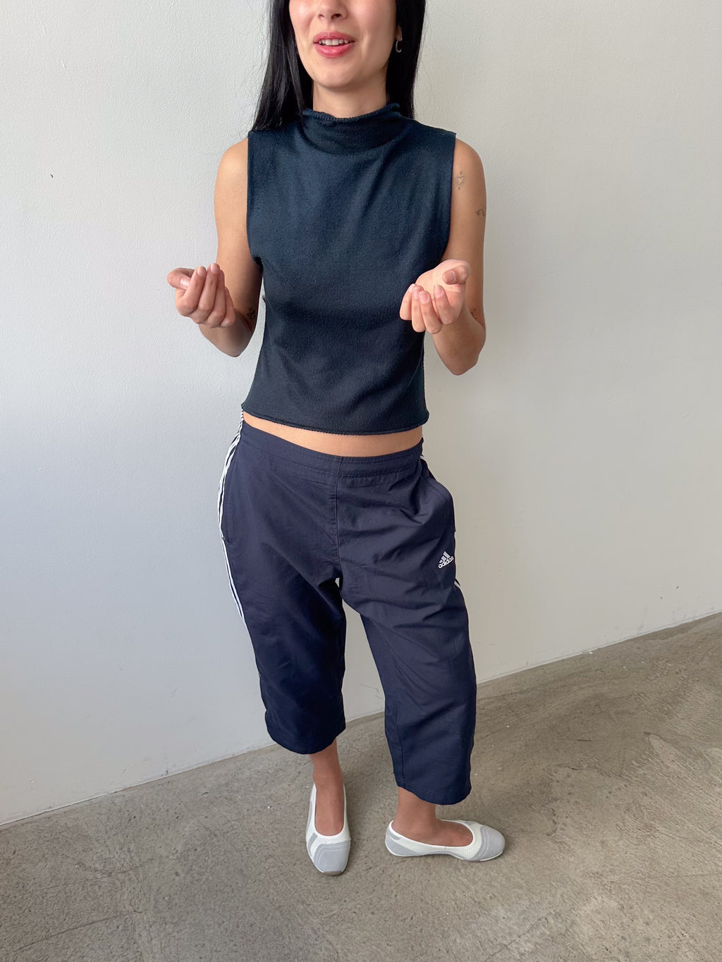 knit high neck tank / size s