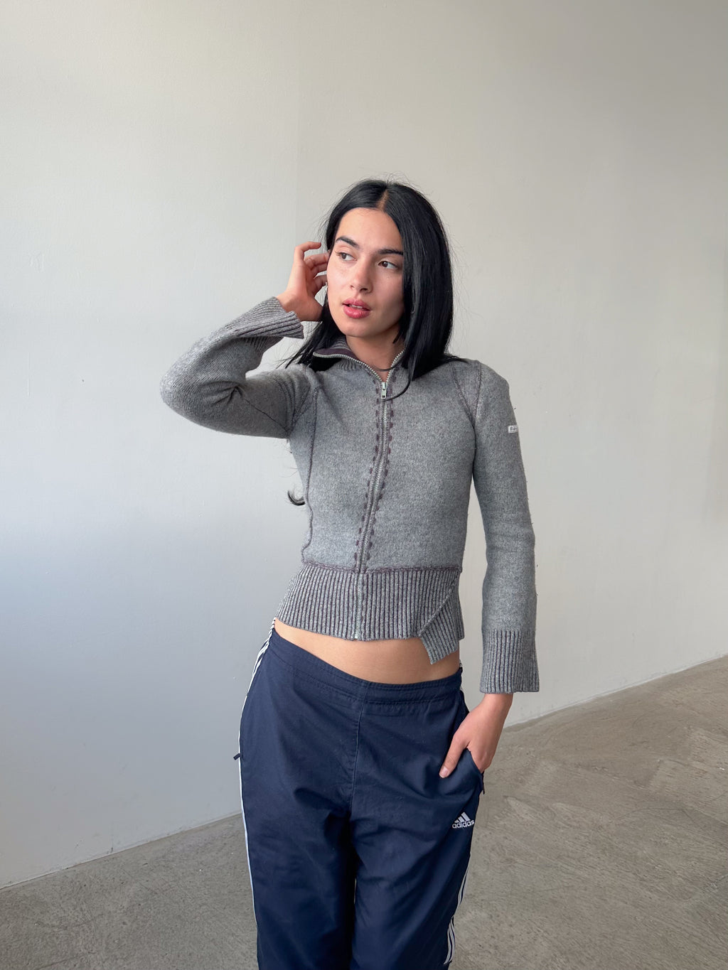 asymmetric zip knit / size xs