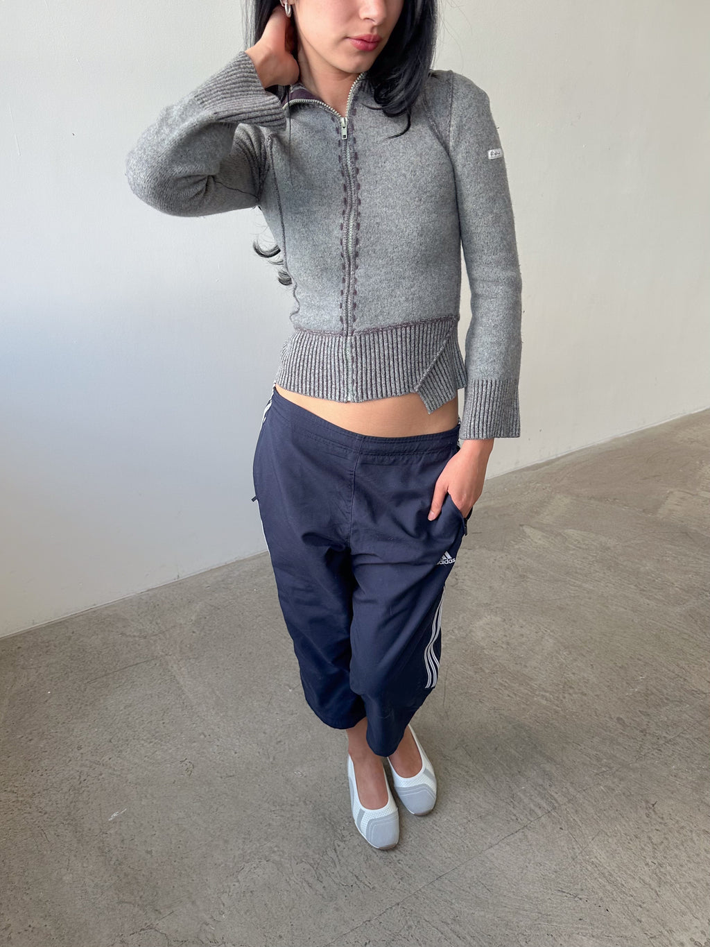 asymmetric zip knit / size xs