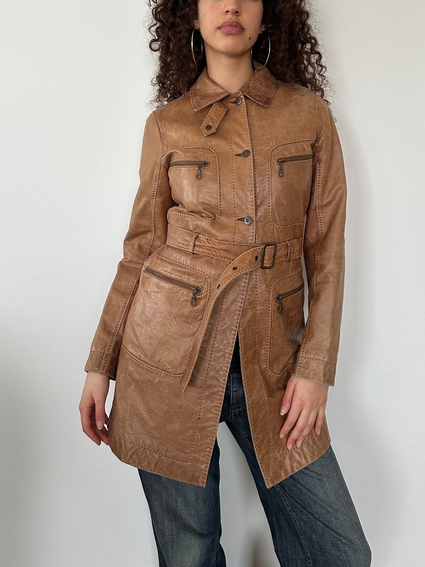 TAN LEATHER JACKET ◦ SIZE S