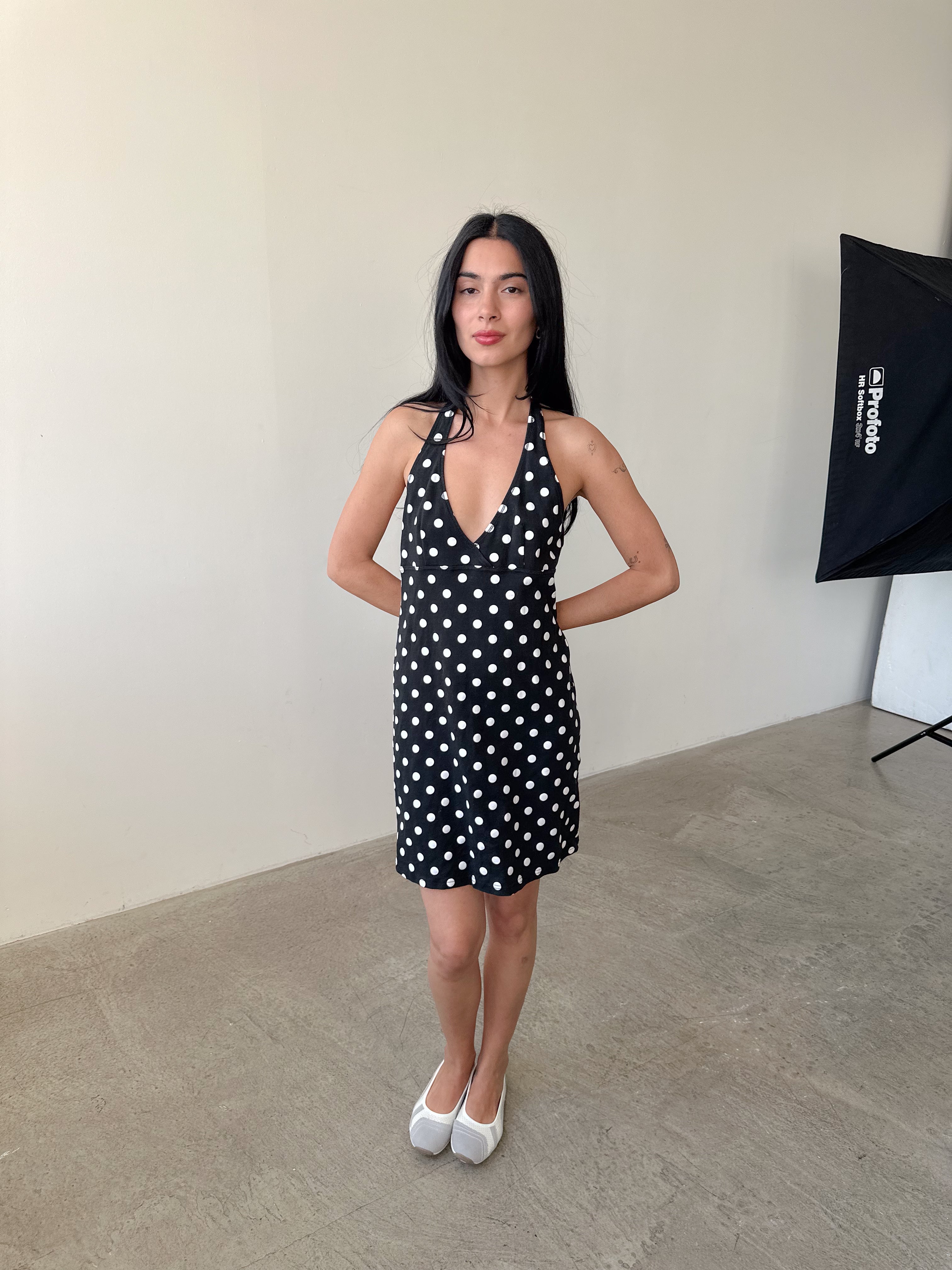 polka dot halter dress / size m