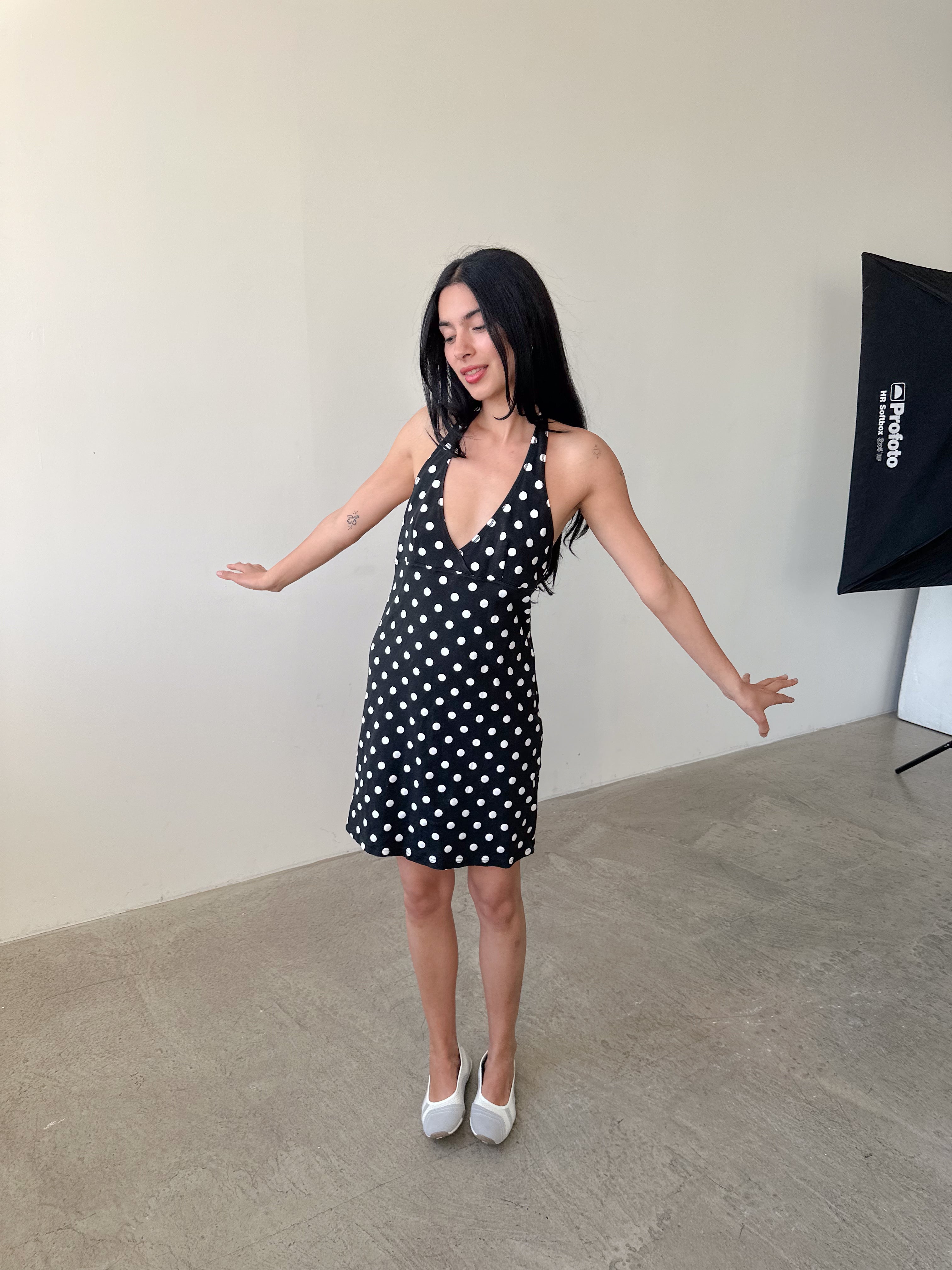 polka dot halter dress / size m