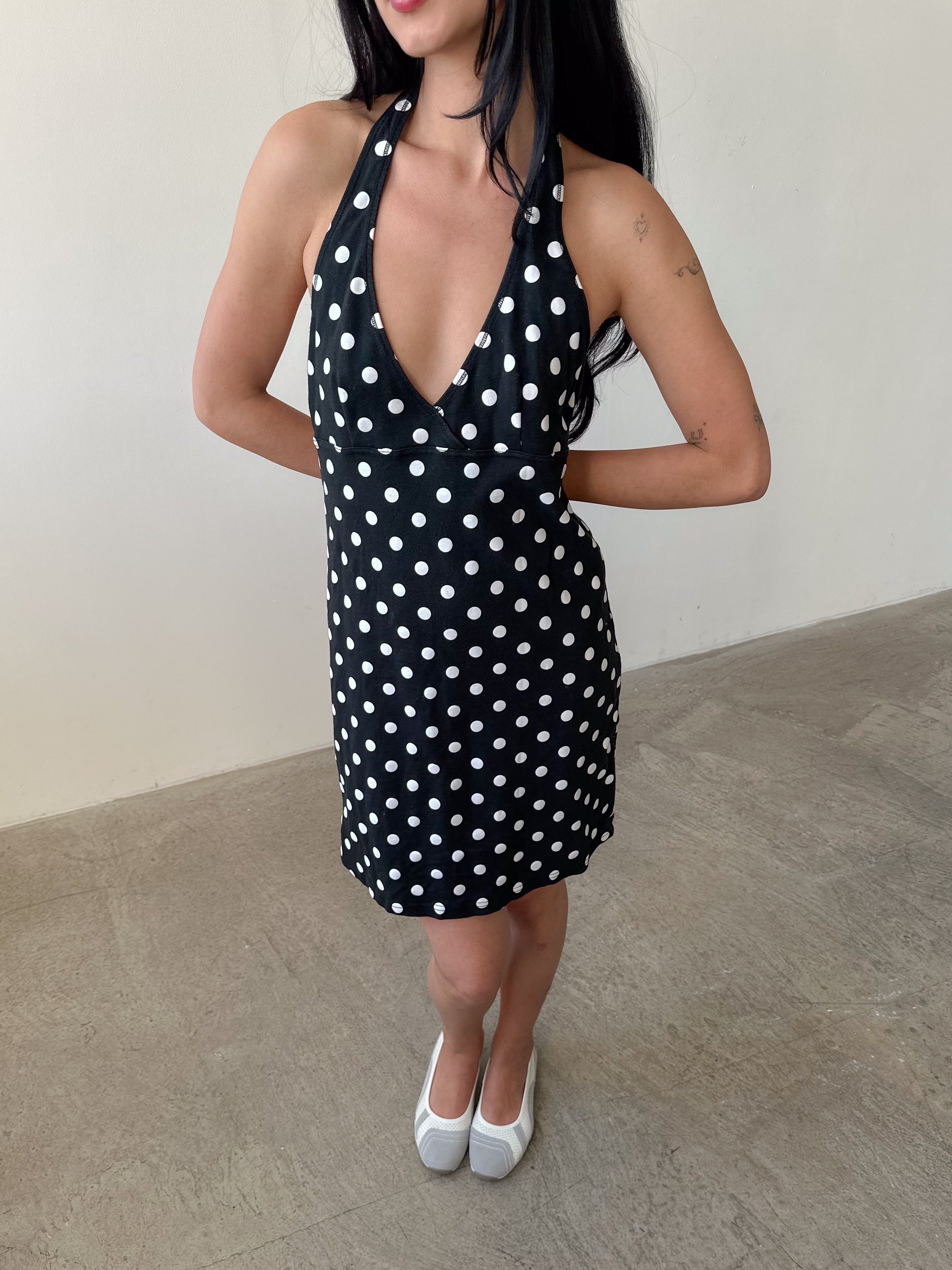 polka dot halter dress / size m
