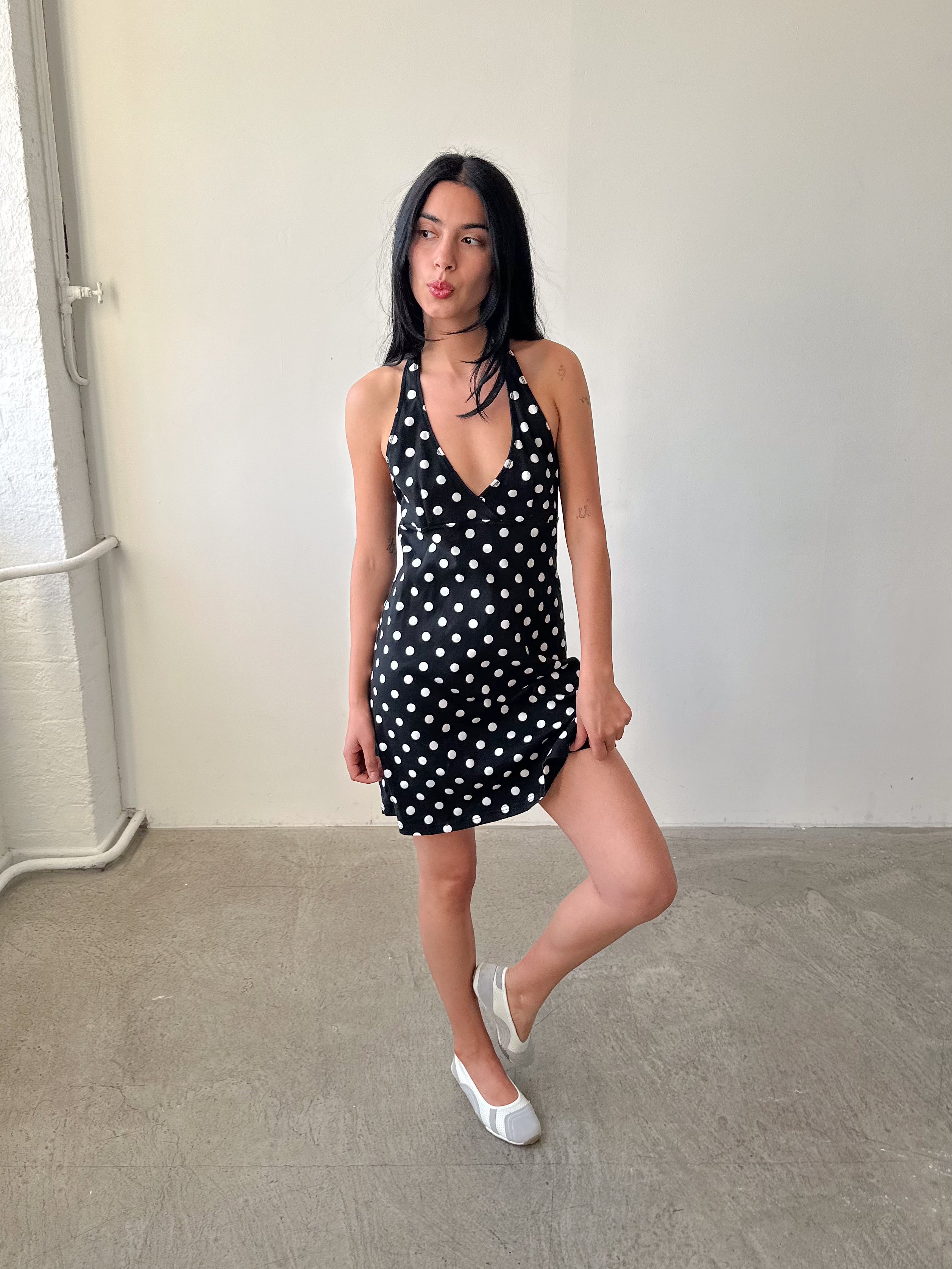 polka dot halter dress / size m
