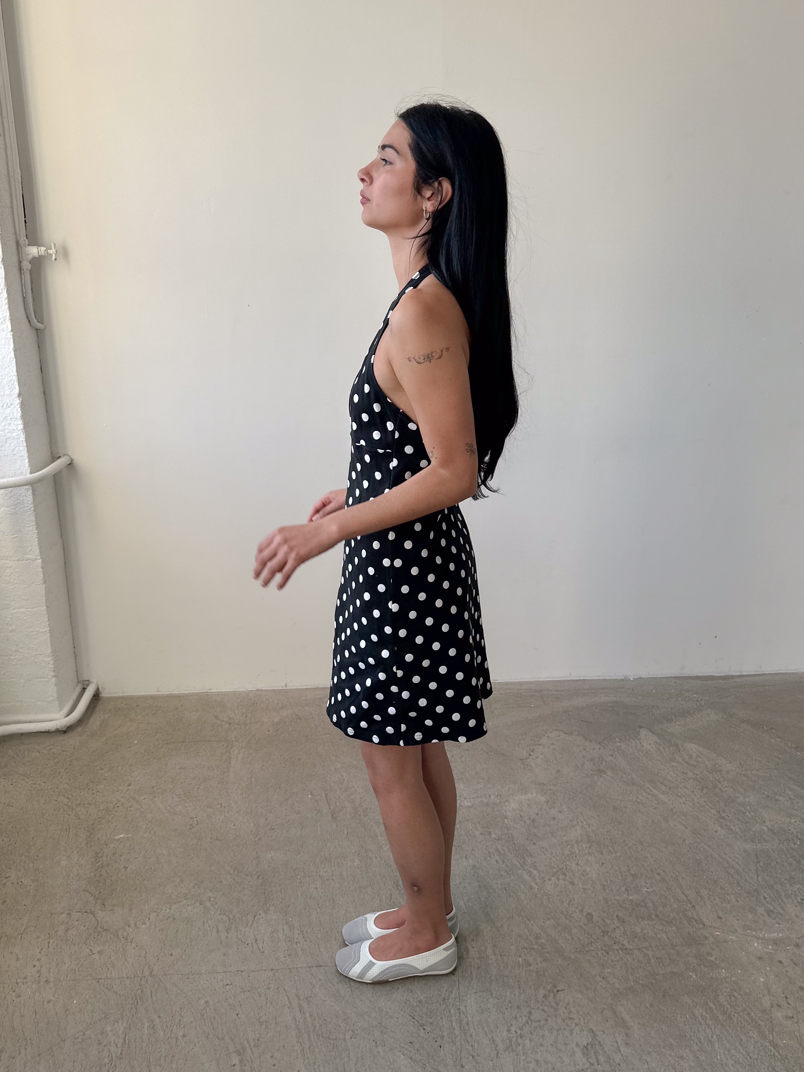 polka dot halter dress / size m